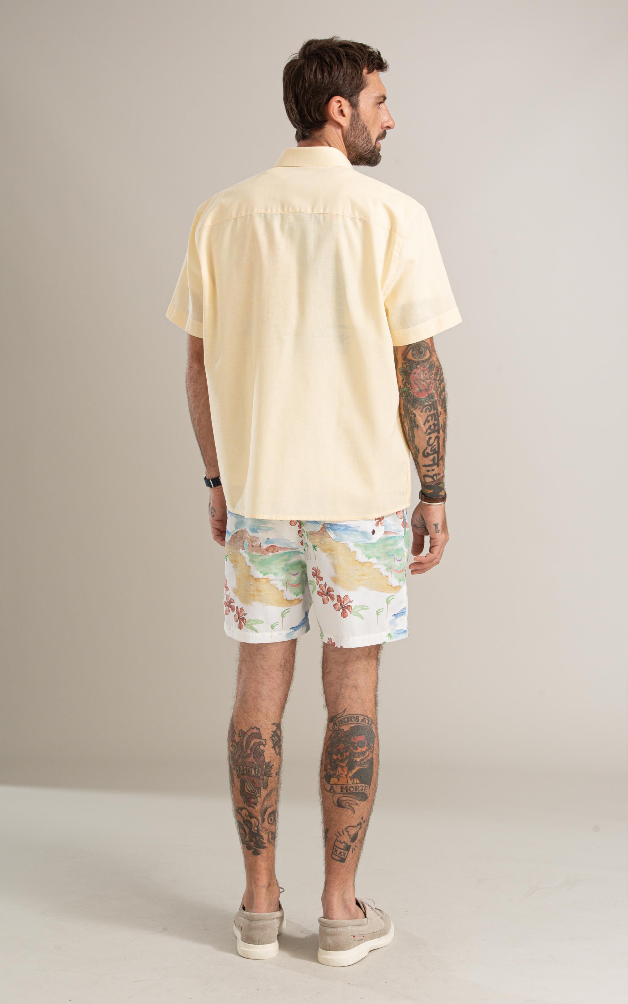 Camisa Linho  Cross Day Mc Amarelo