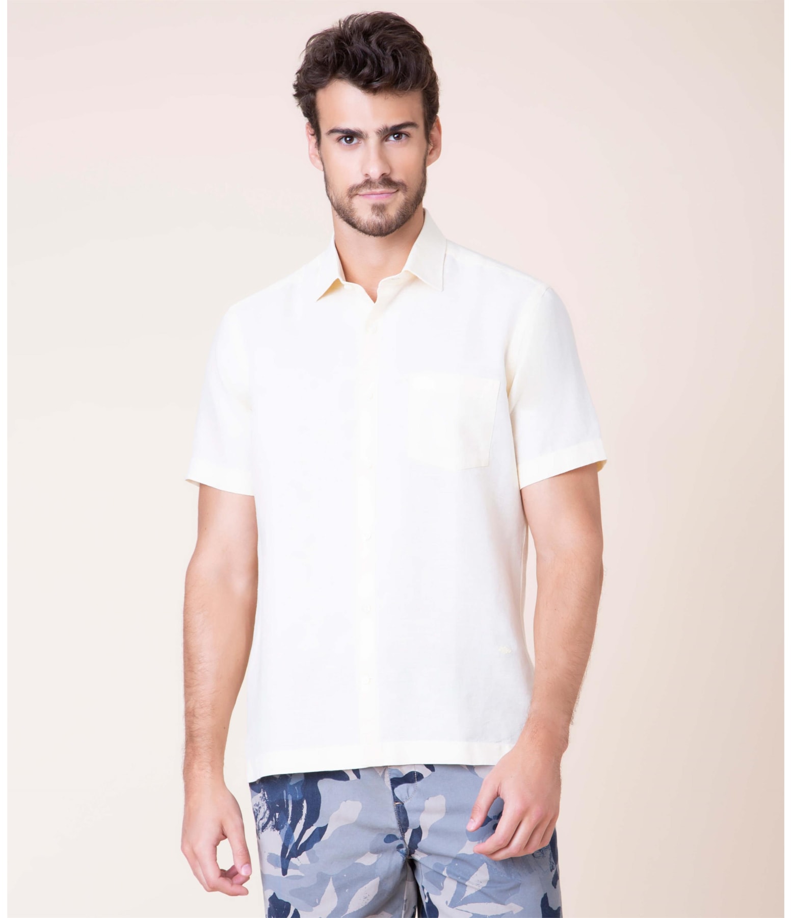 Camisa Linho  Cross Dye Amarelo