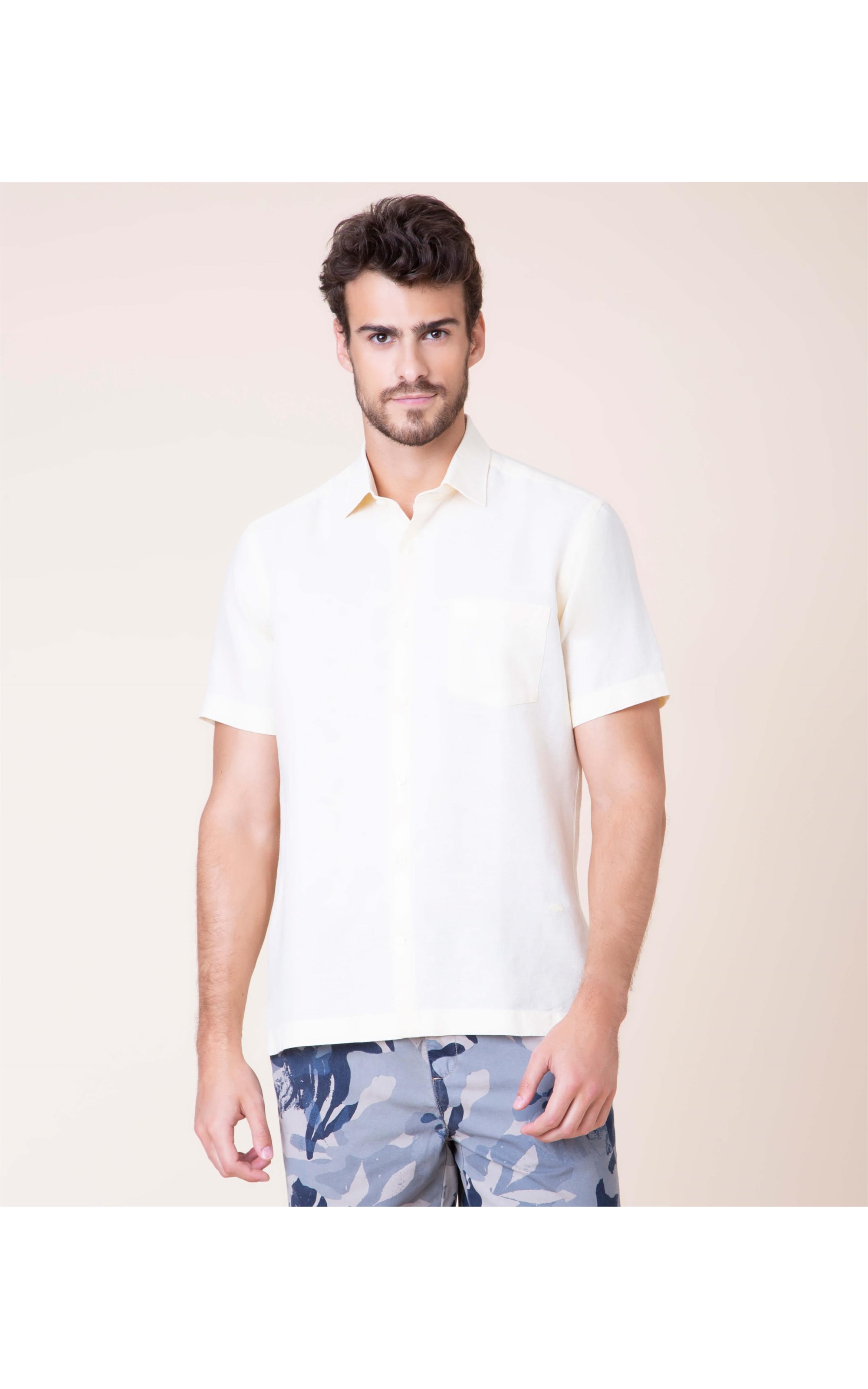 Camisa Linho  Cross Dye Amarelo