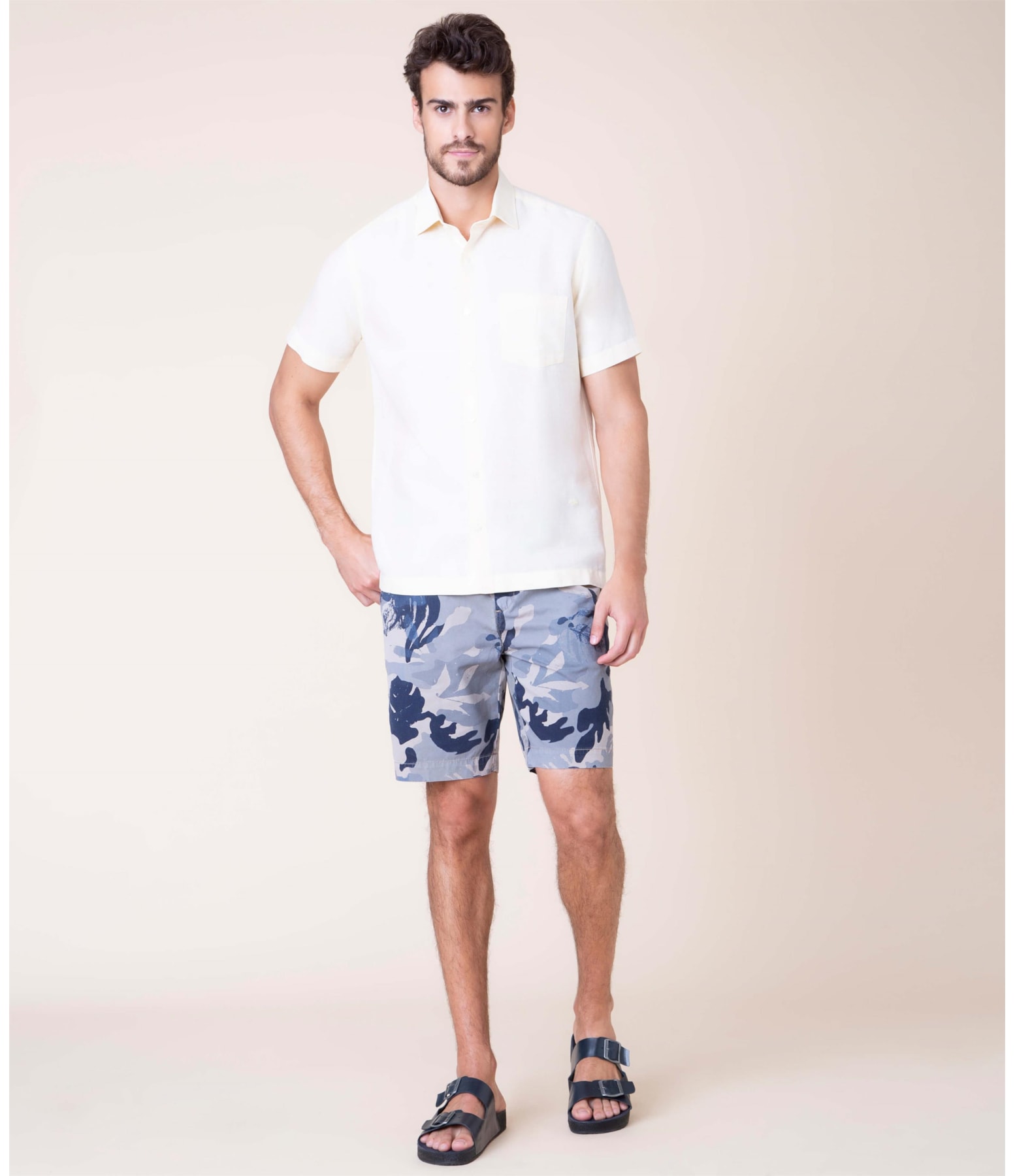 Camisa Linho  Cross Dye Amarelo