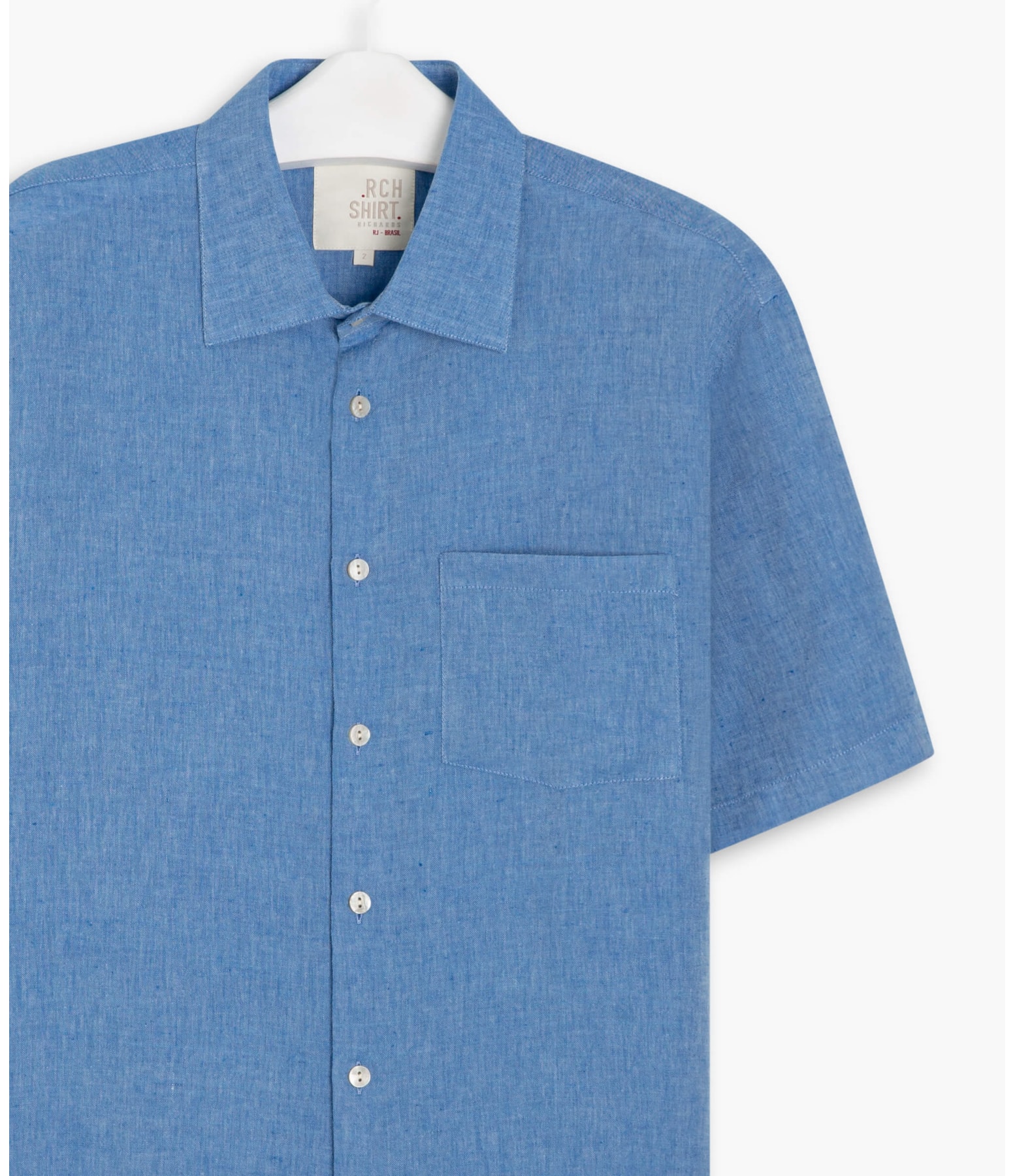 Camisa Linho  Cross Dye Azul Bic
