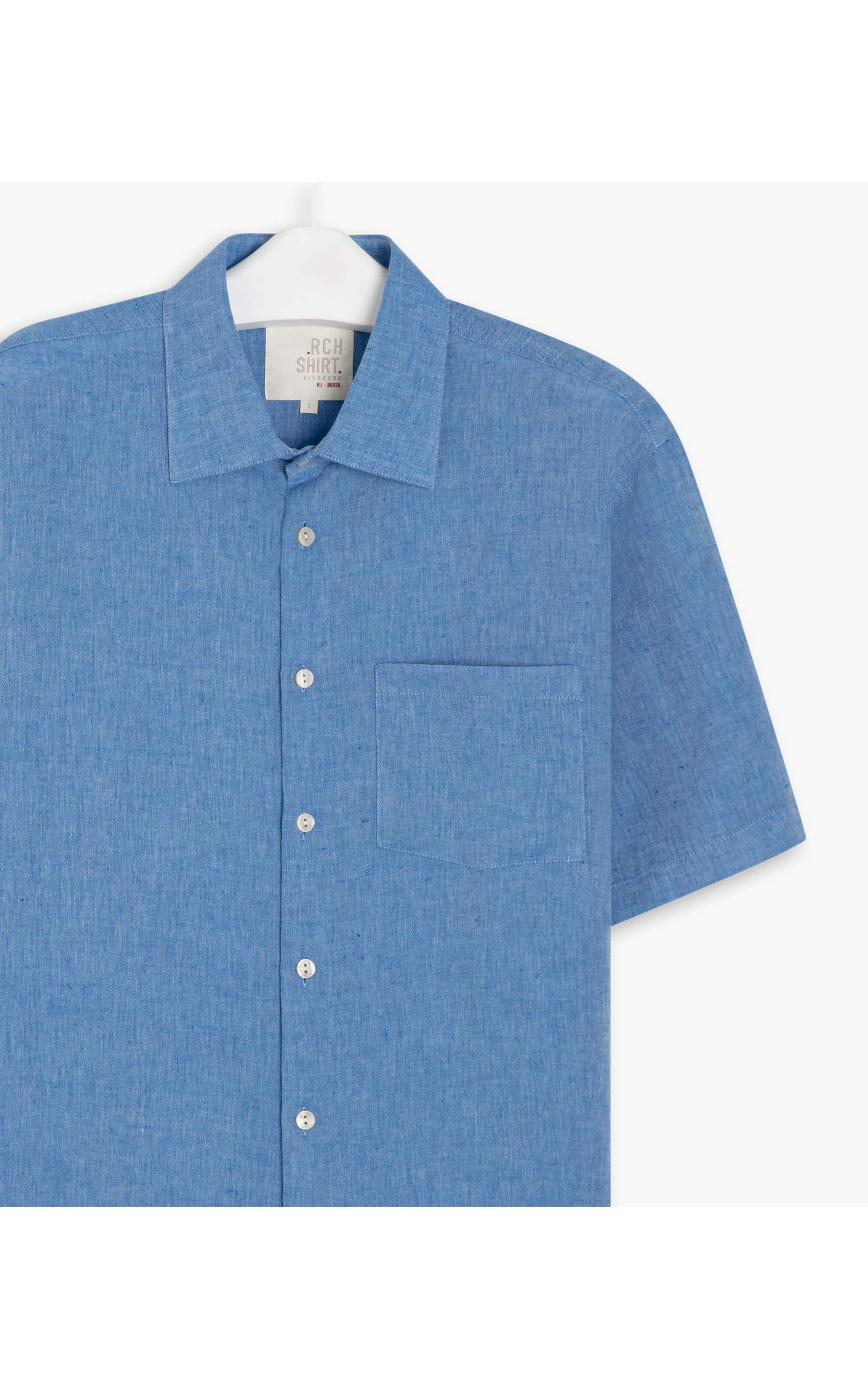 Camisa Linho  Cross Dye Azul Bic