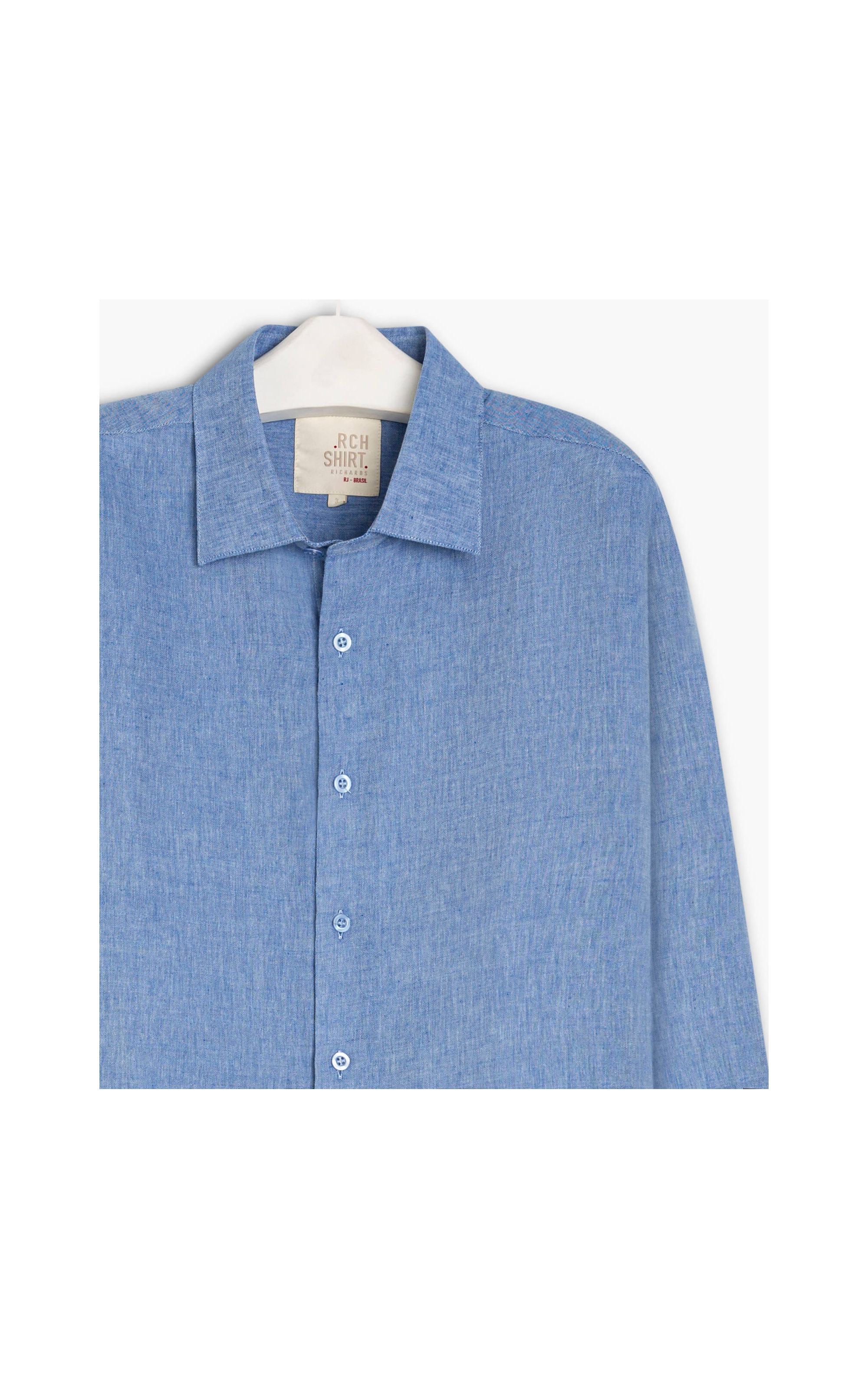 Camisa Linho  Cross Dye Azul Bic