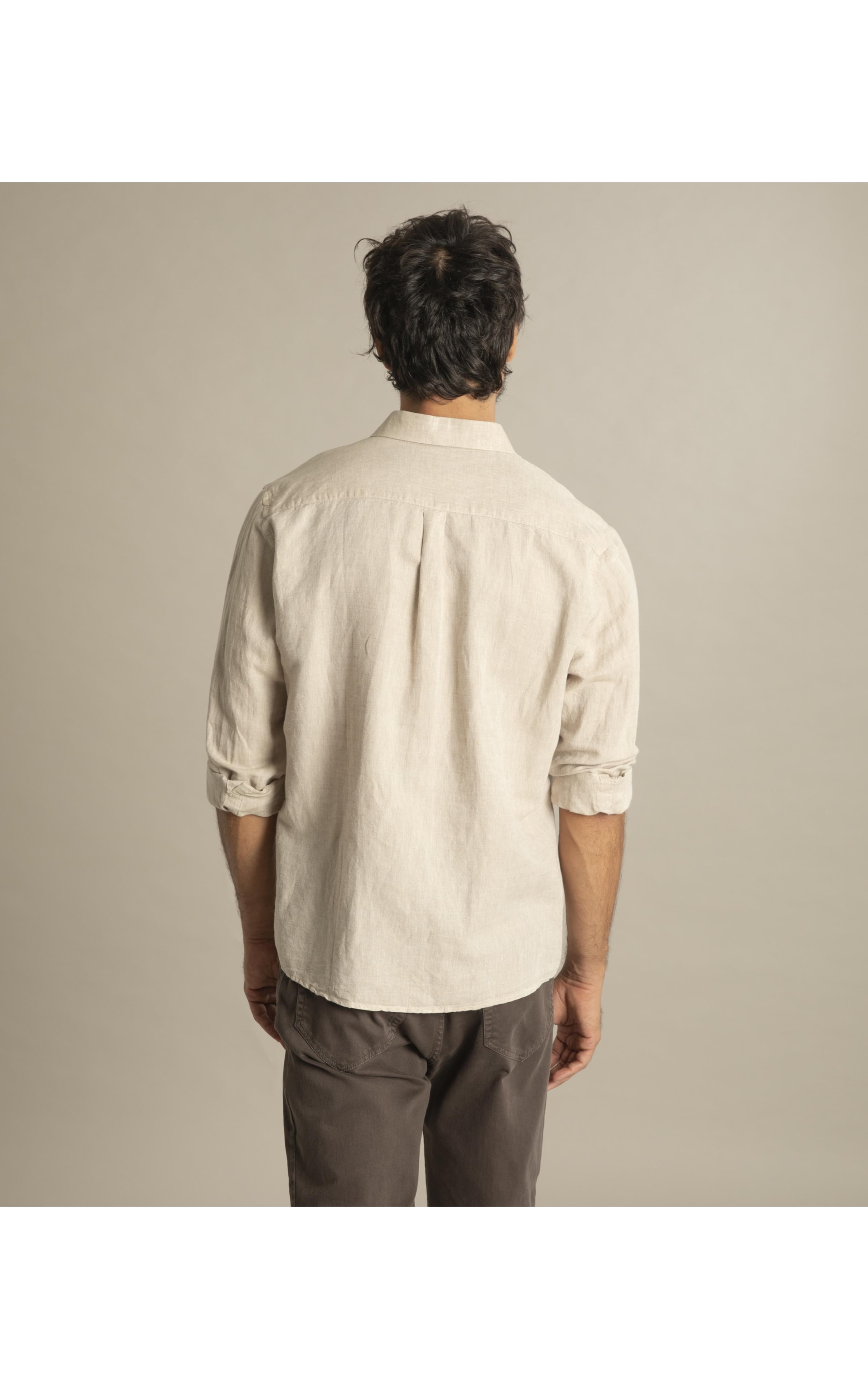 Camisa Linho  Cross Dye Azul Bic