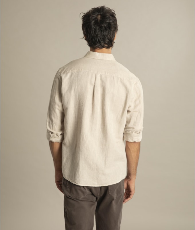 Camisa Linho  Cross Dye Azul Bic