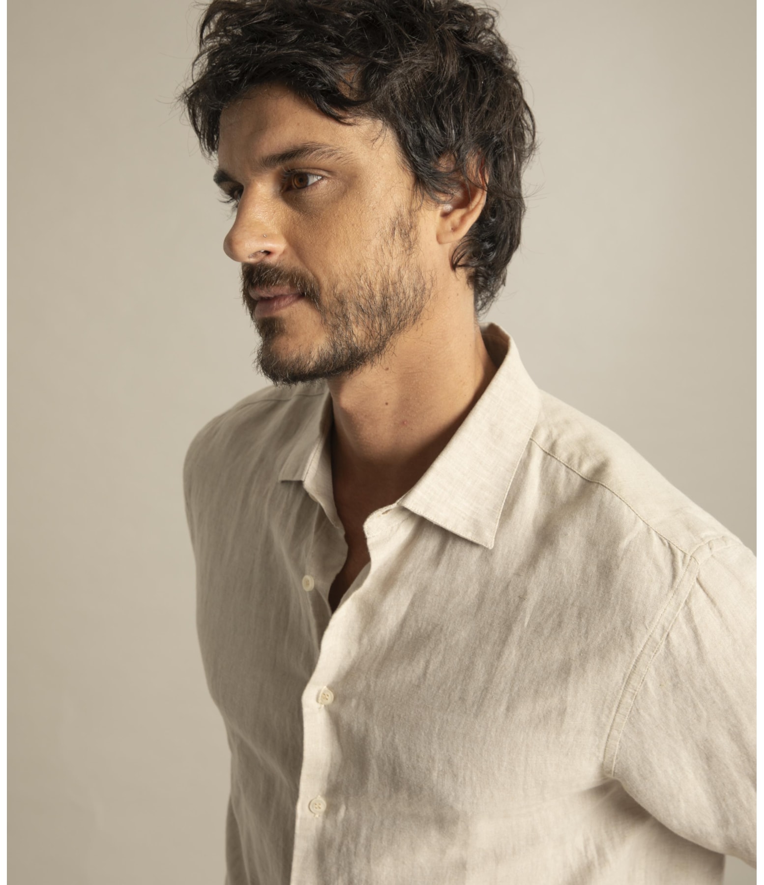 Camisa Linho  Cross Dye Azul Bic
