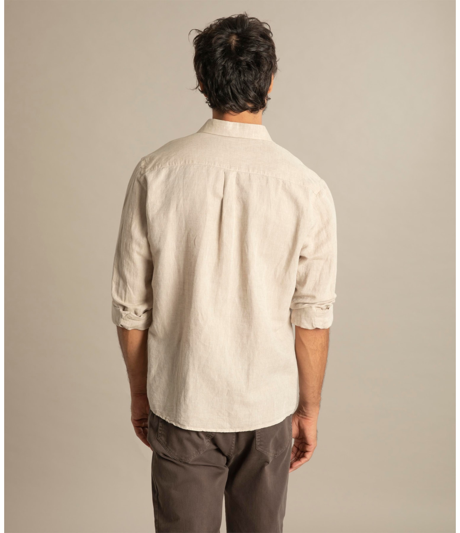 Camisa Linho  Cross Dye Azul Bic