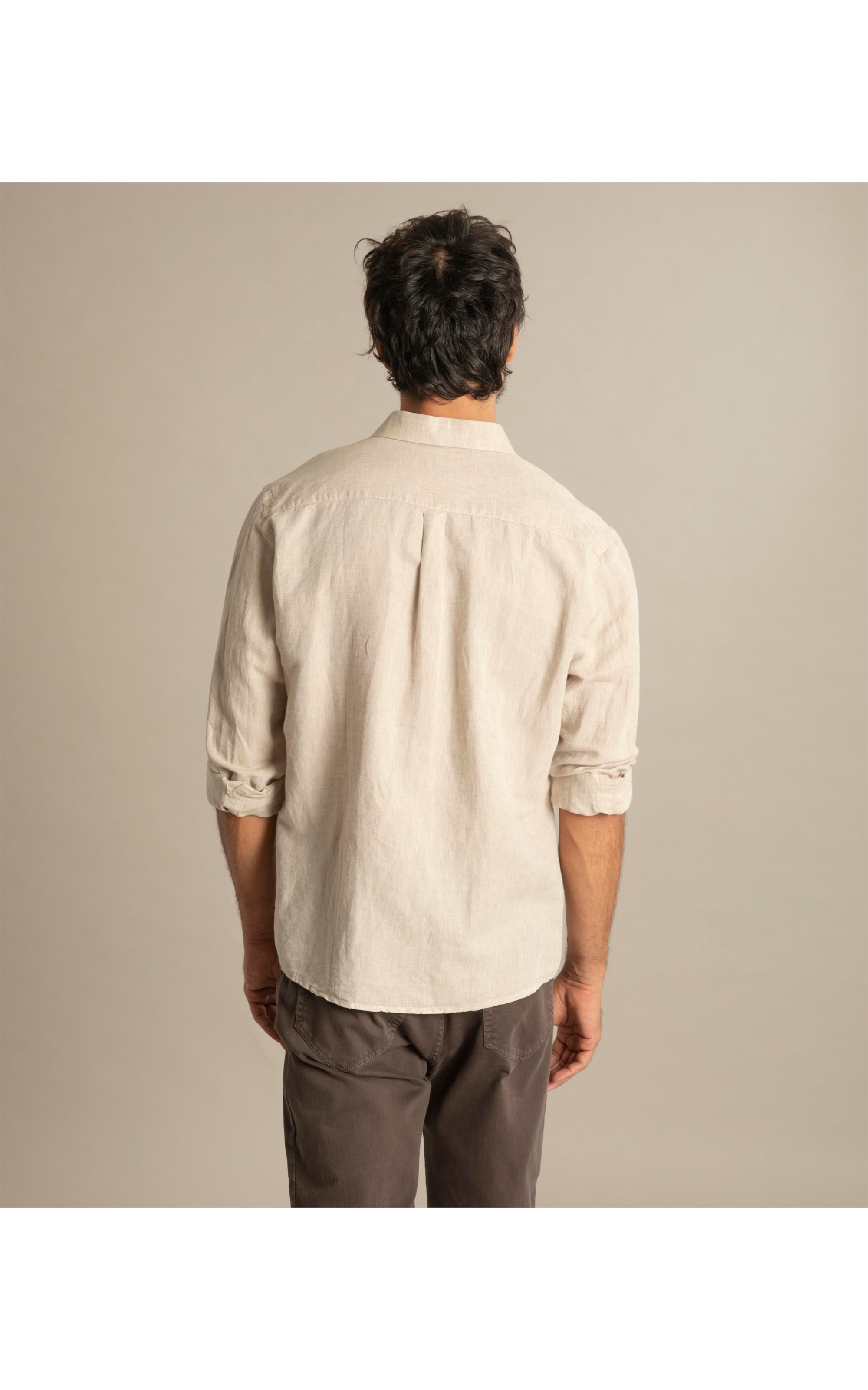 Camisa Linho  Cross Dye Azul Bic