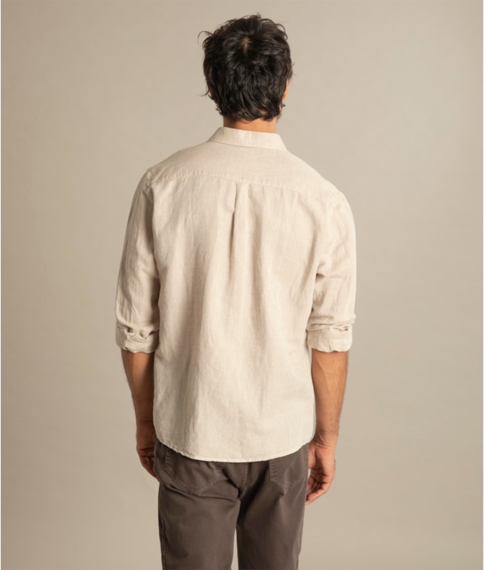 Camisa Linho  Cross Dye Azul Bic
