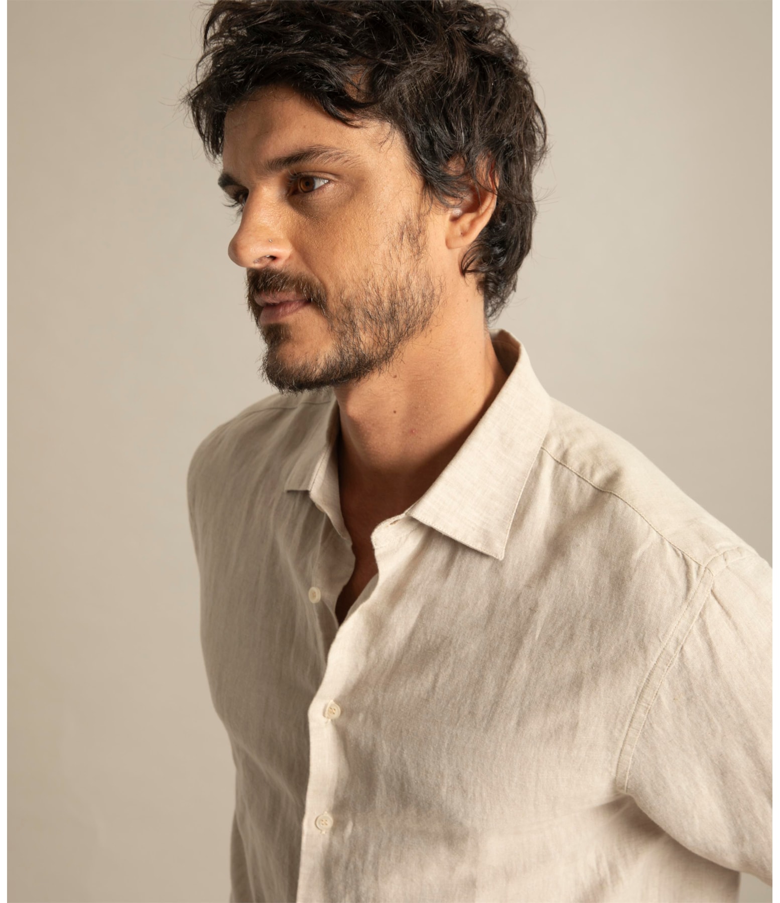 Camisa Linho  Cross Dye Azul Bic