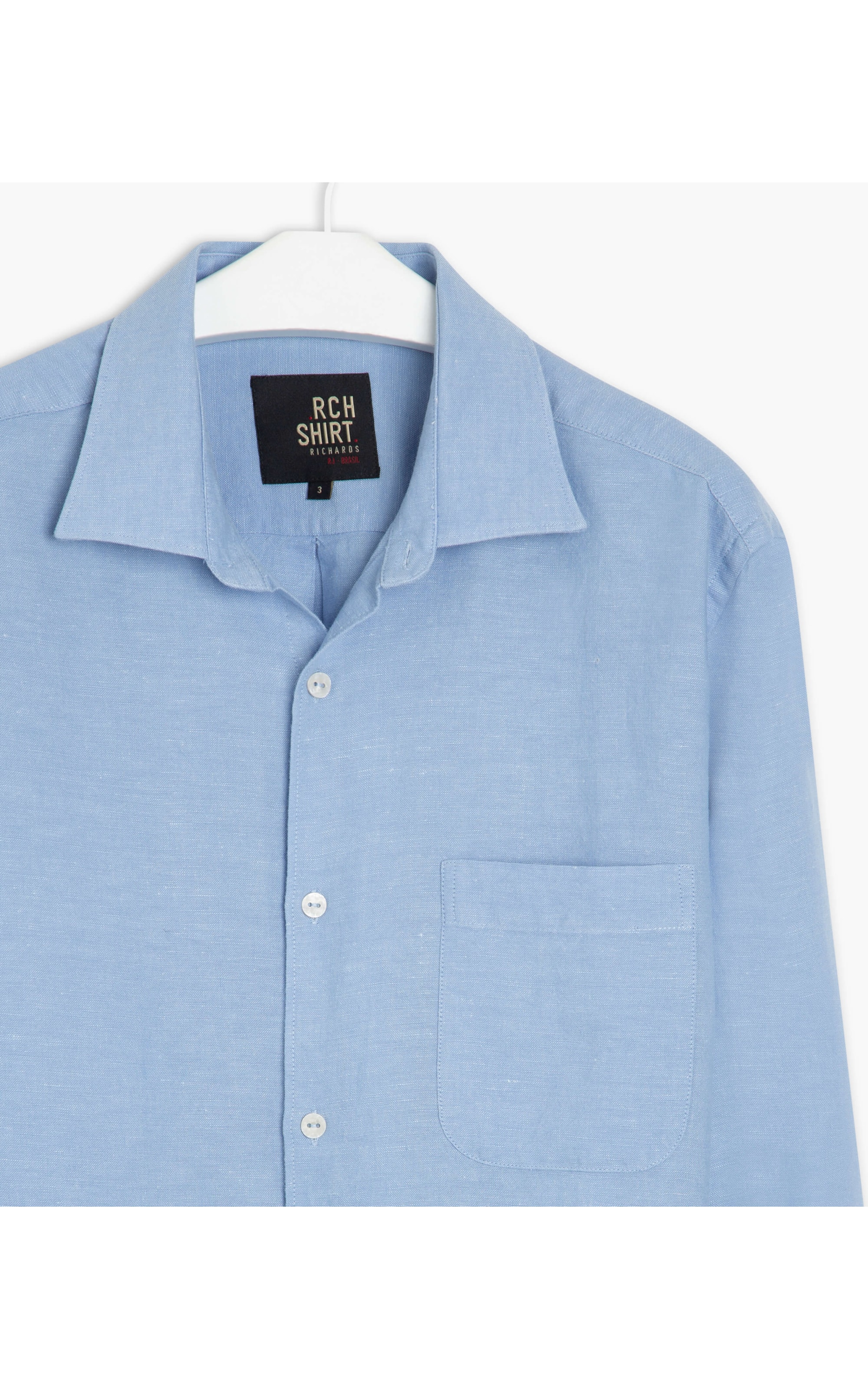 Camisa Linho  Cross Dye Azul Bic