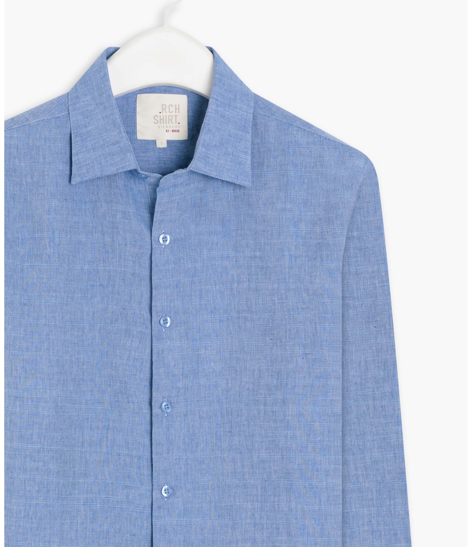 Camisa Linho  Cross Dye Azul Claro
