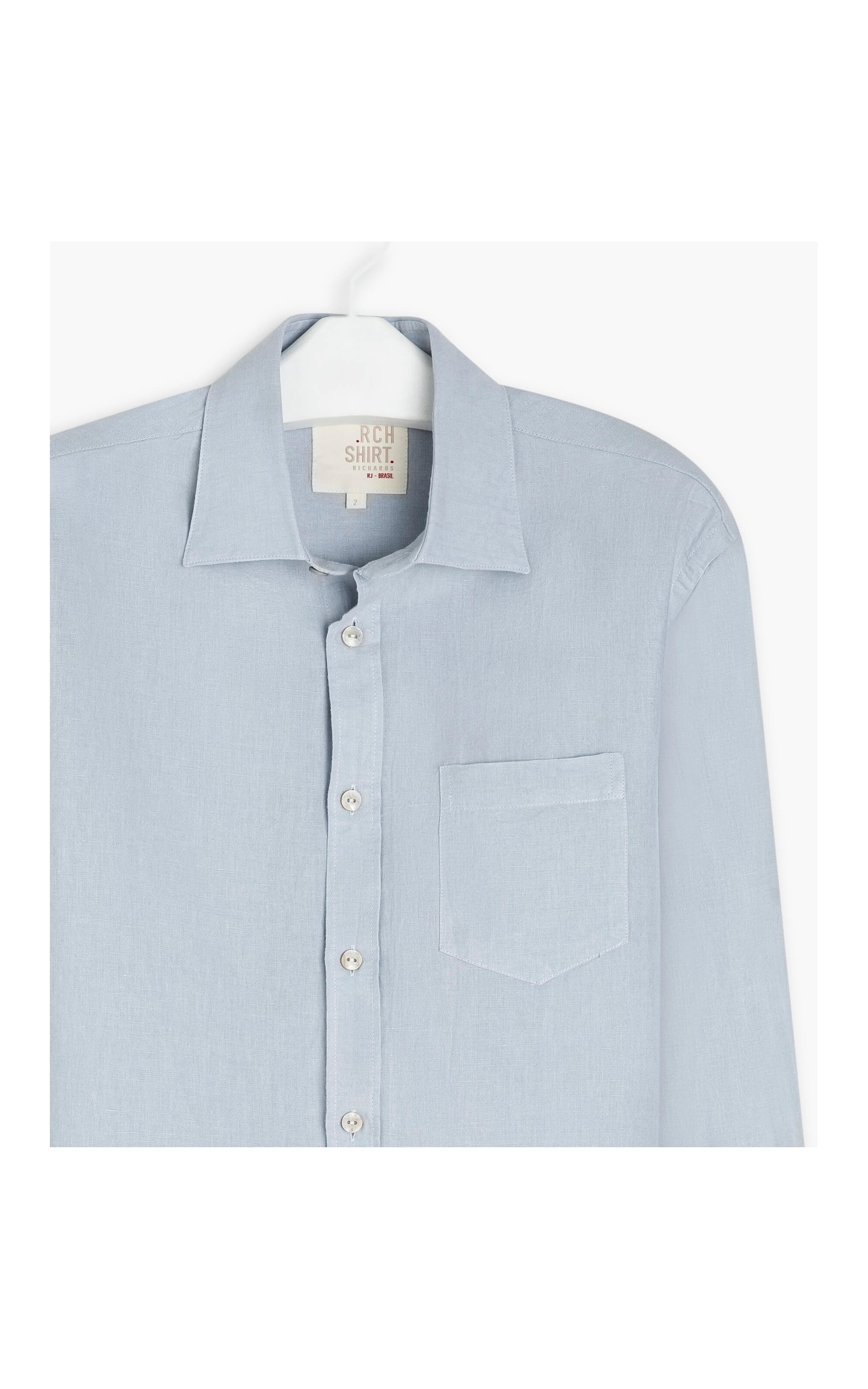 Camisa Linho  Cross Dye Azul Claro