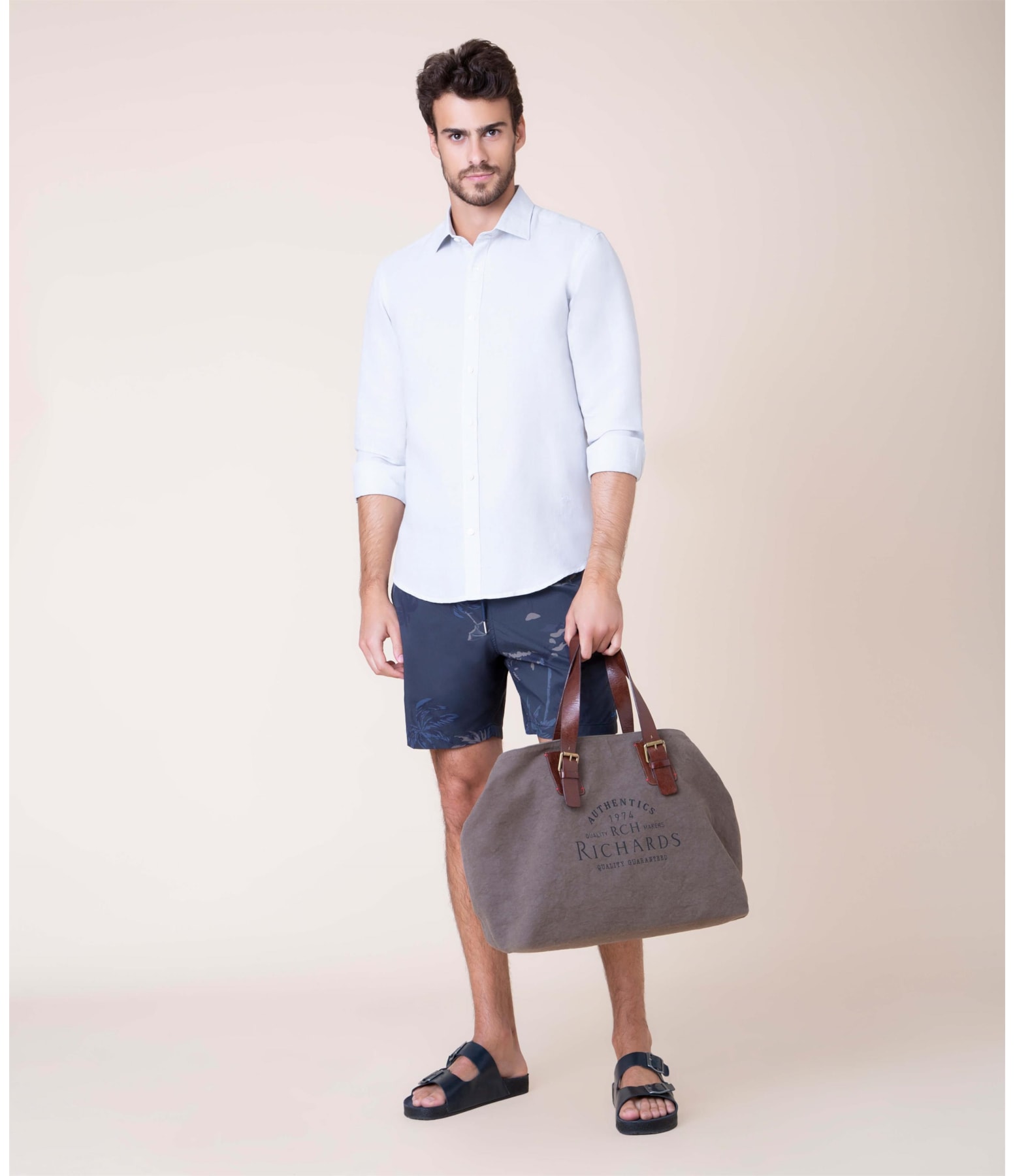 Camisa Linho  Cross Dye Cinza Claro