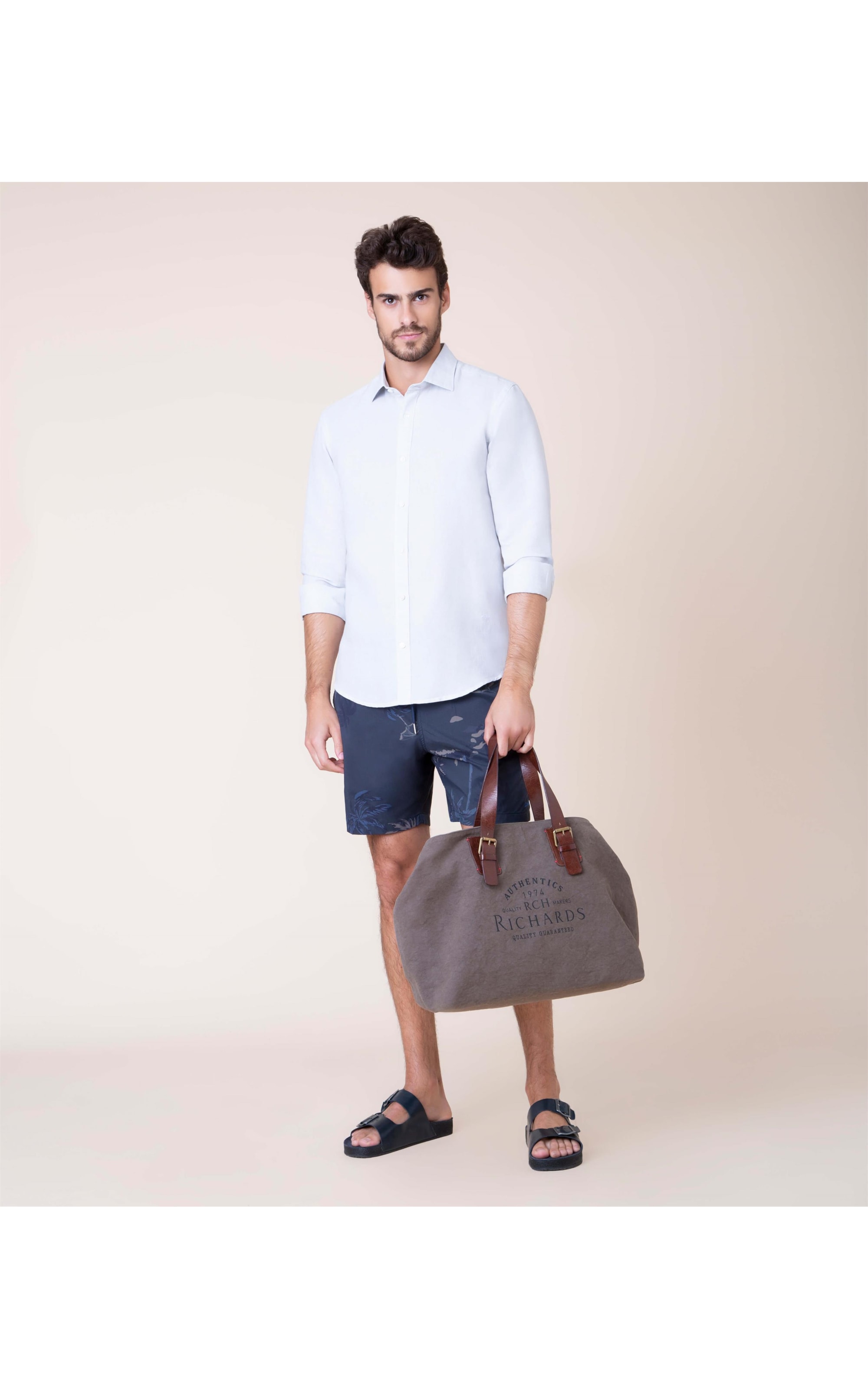 Camisa Linho  Cross Dye Cinza Claro