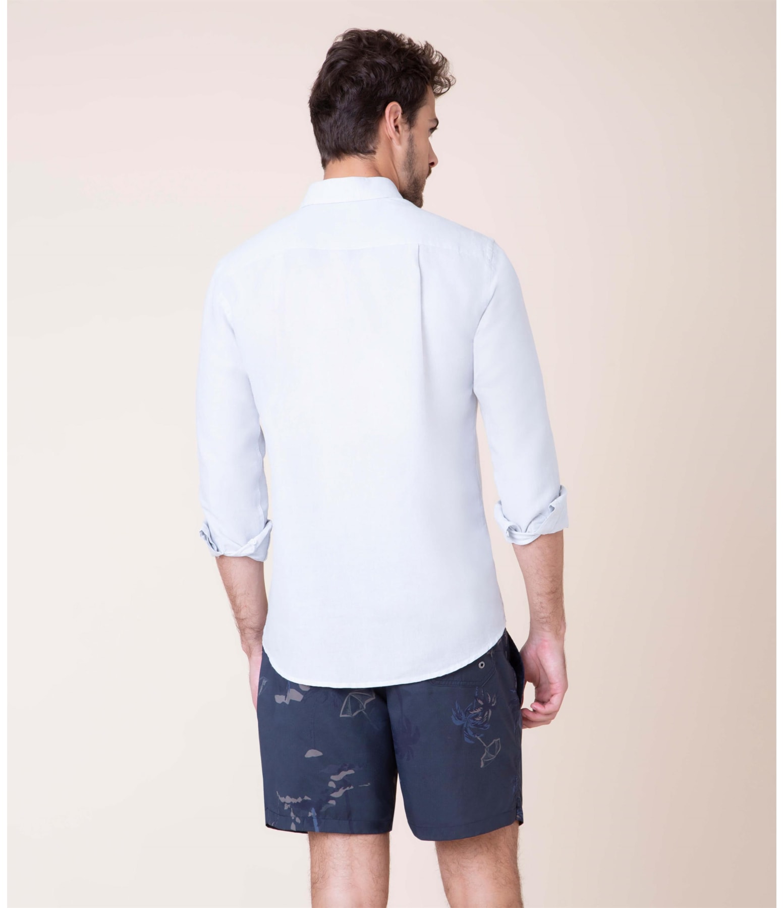 Camisa Linho  Cross Dye Cinza Claro