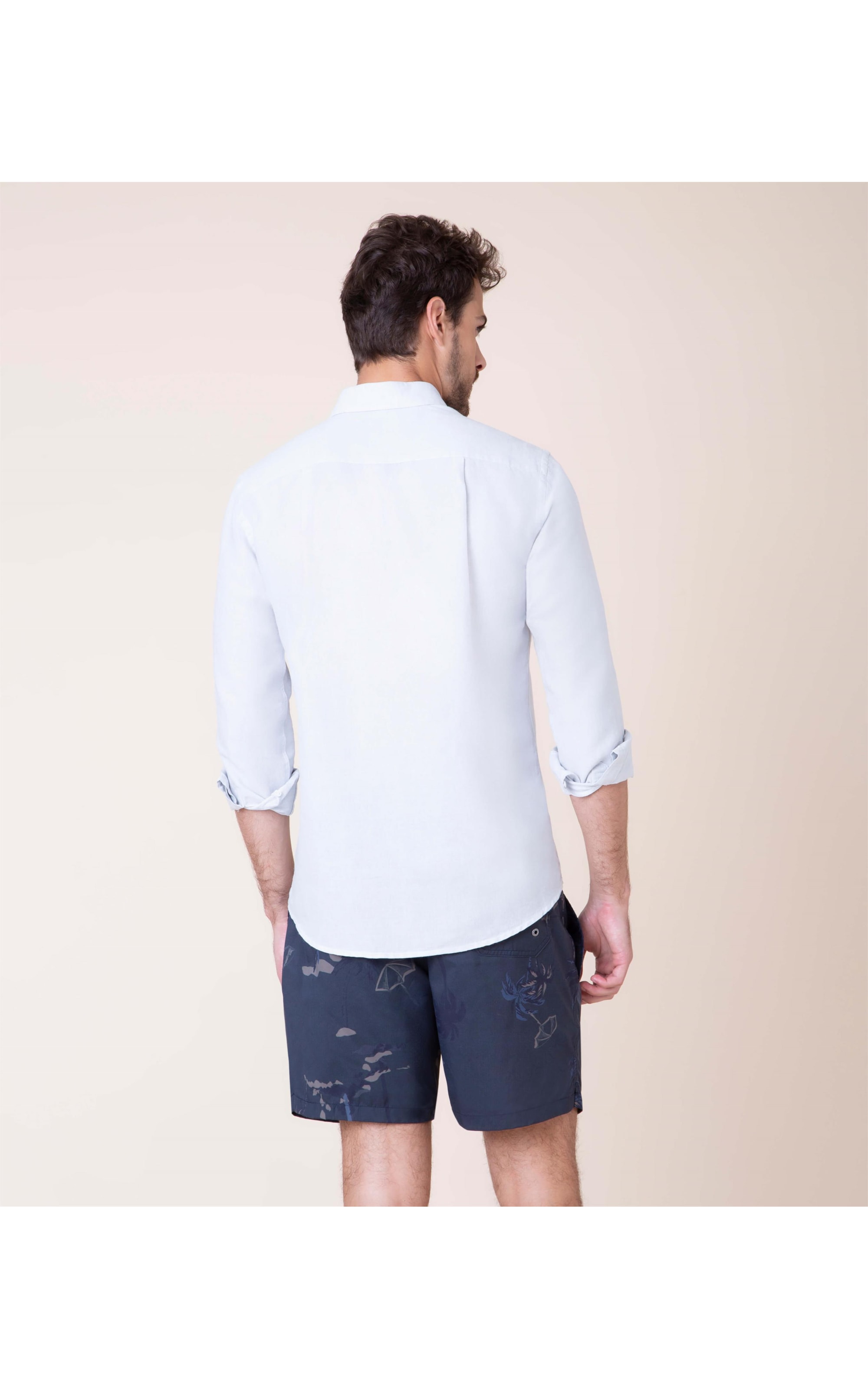 Camisa Linho  Cross Dye Cinza Claro