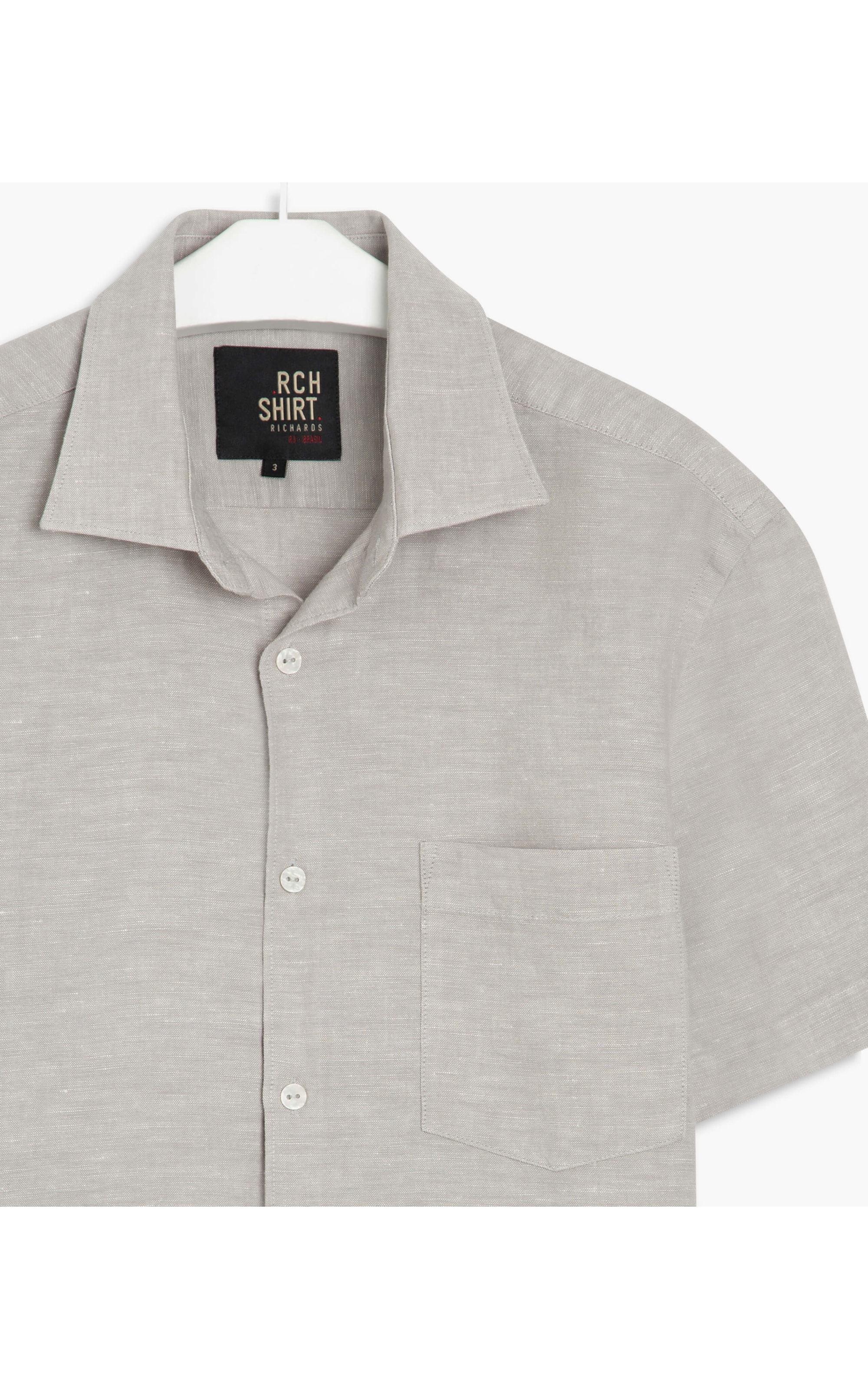 Camisa Linho  Cross Dye Cinza Claro