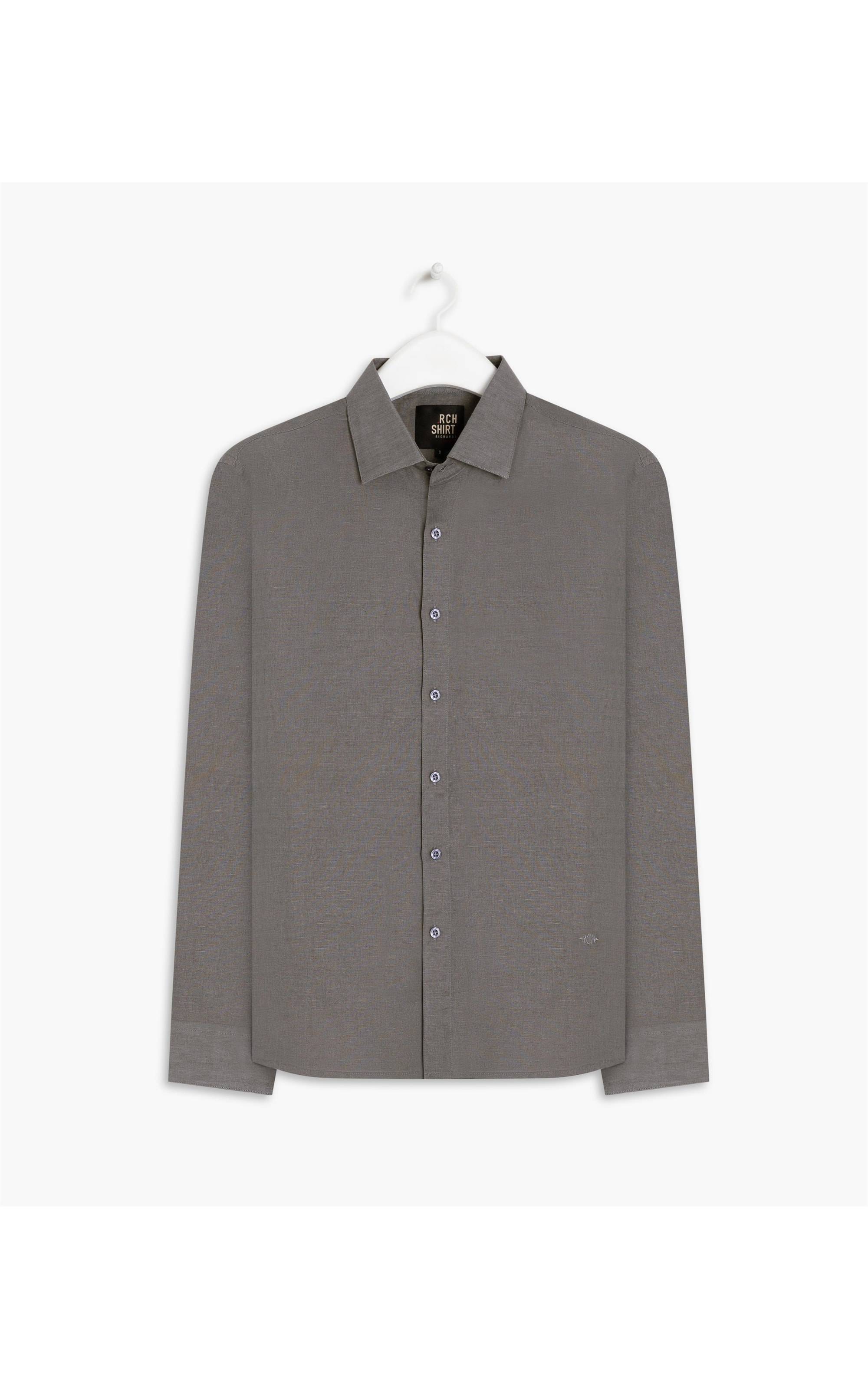 Camisa Linho  Cross Dye Cinza Medio