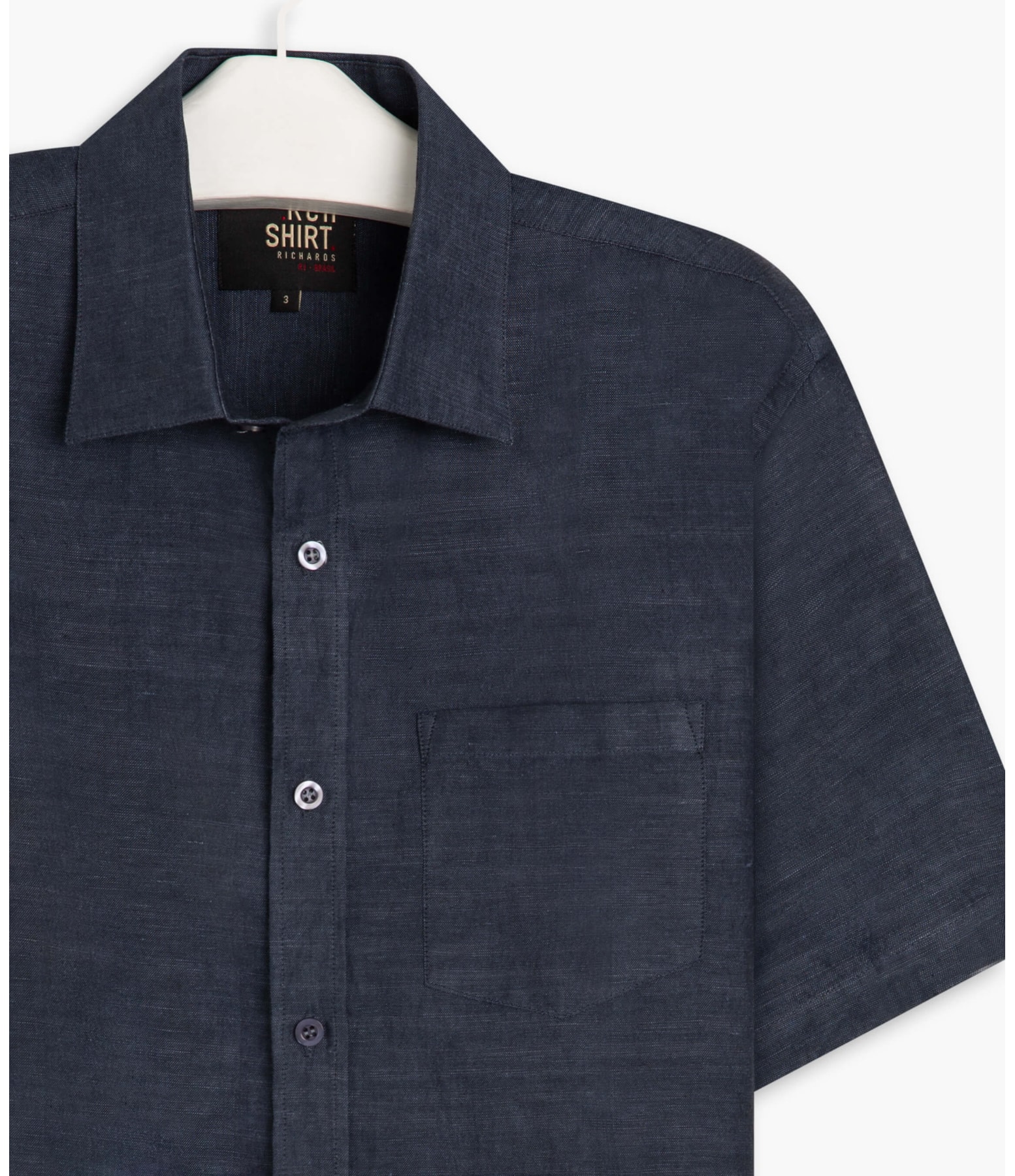 Camisa Linho  Cross Dye Dark Navy