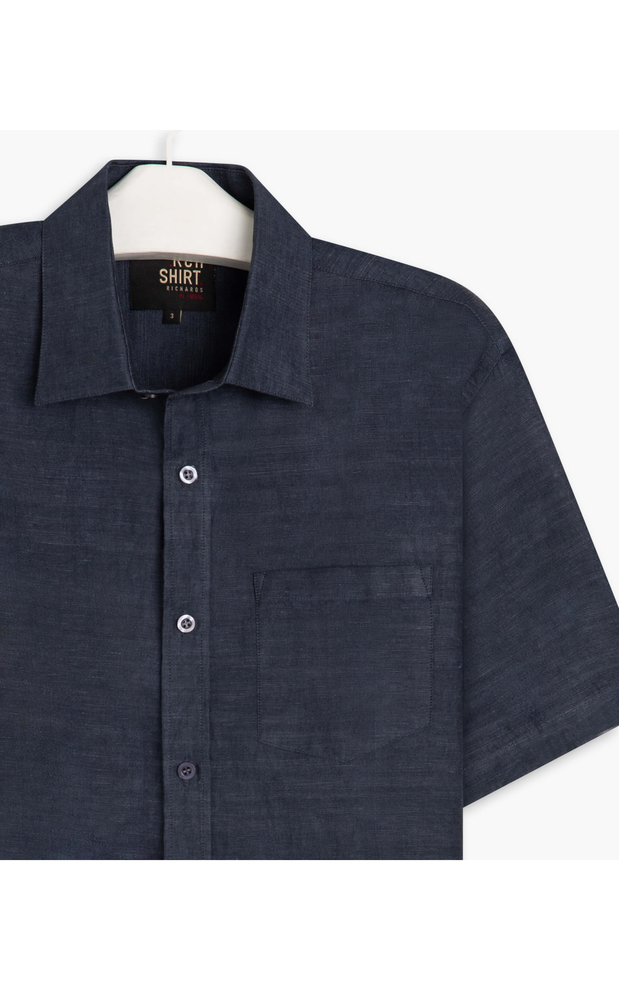 Camisa Linho  Cross Dye Dark Navy