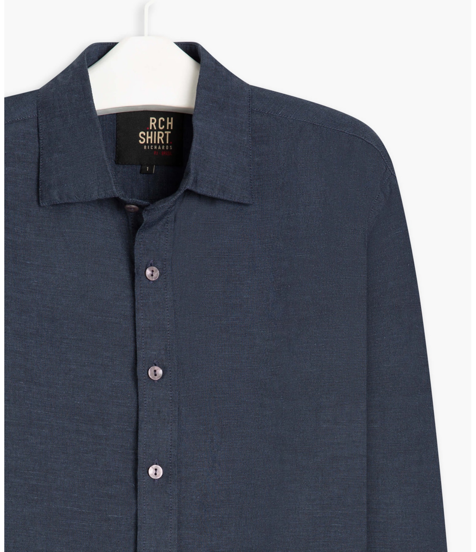 Camisa Linho  Cross Dye Dark Navy