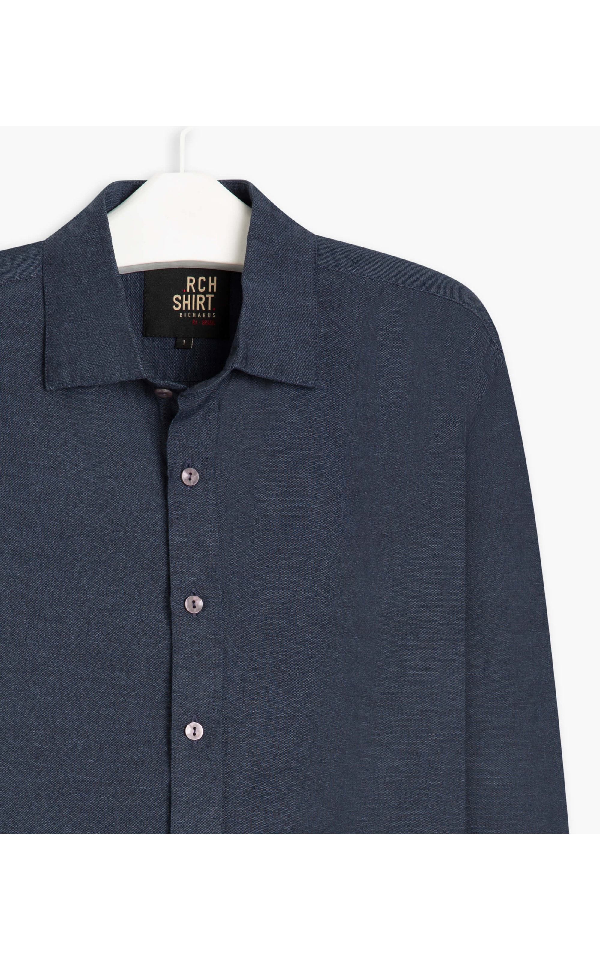Camisa Linho  Cross Dye Dark Navy