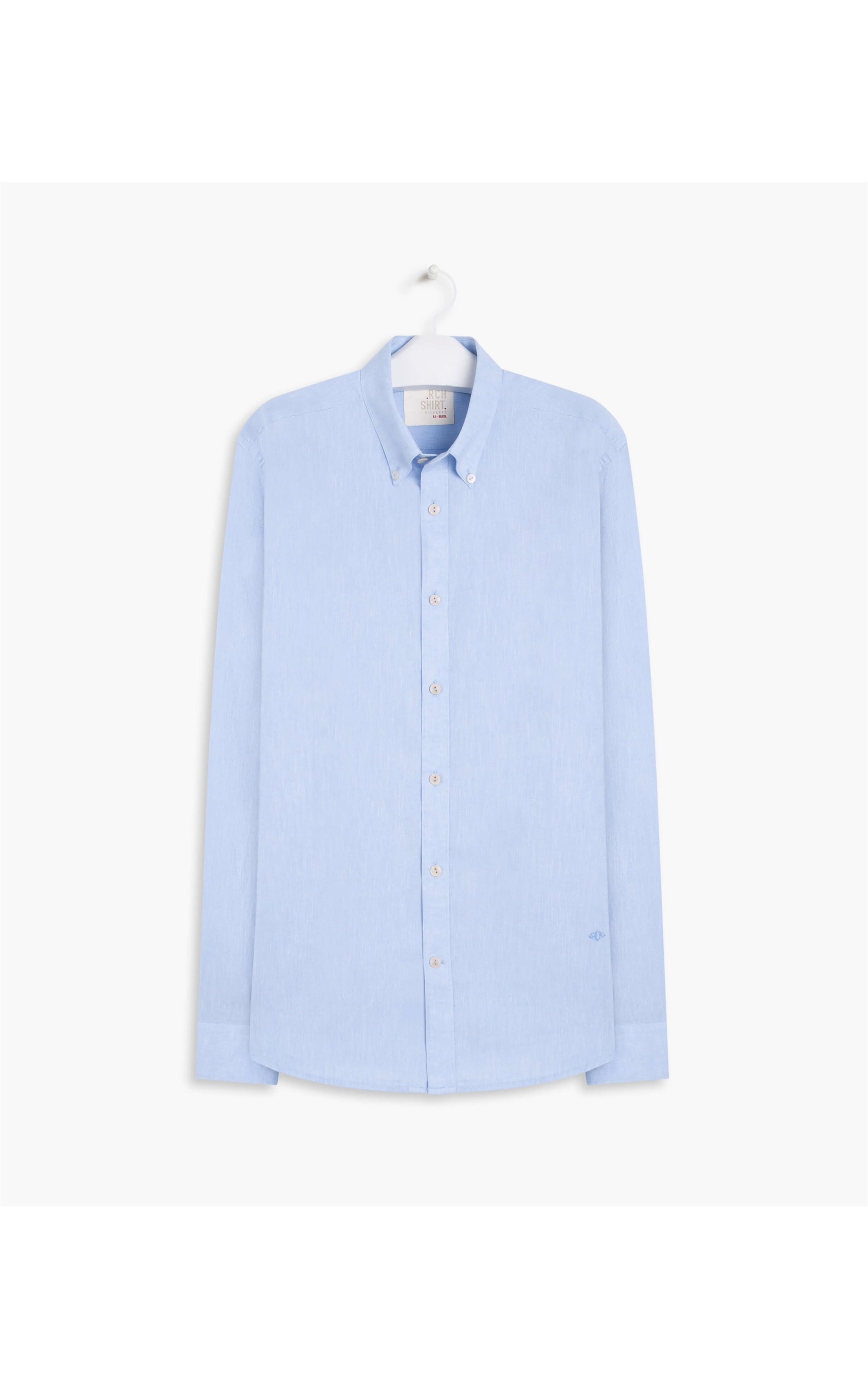 Camisa Linho  Cross Dye Lycra Ml Azul Claro