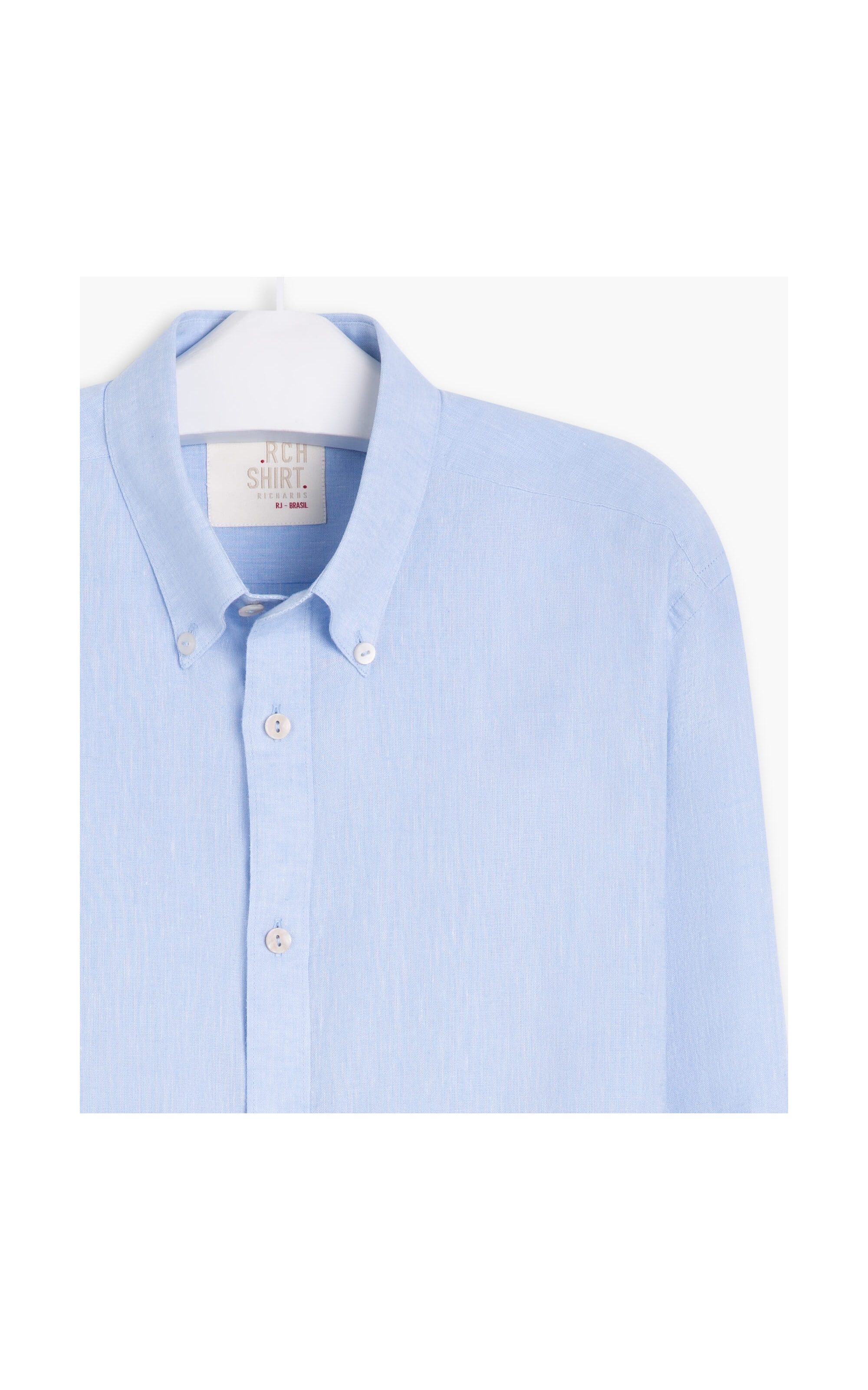 Camisa Linho  Cross Dye Lycra Ml Azul Claro