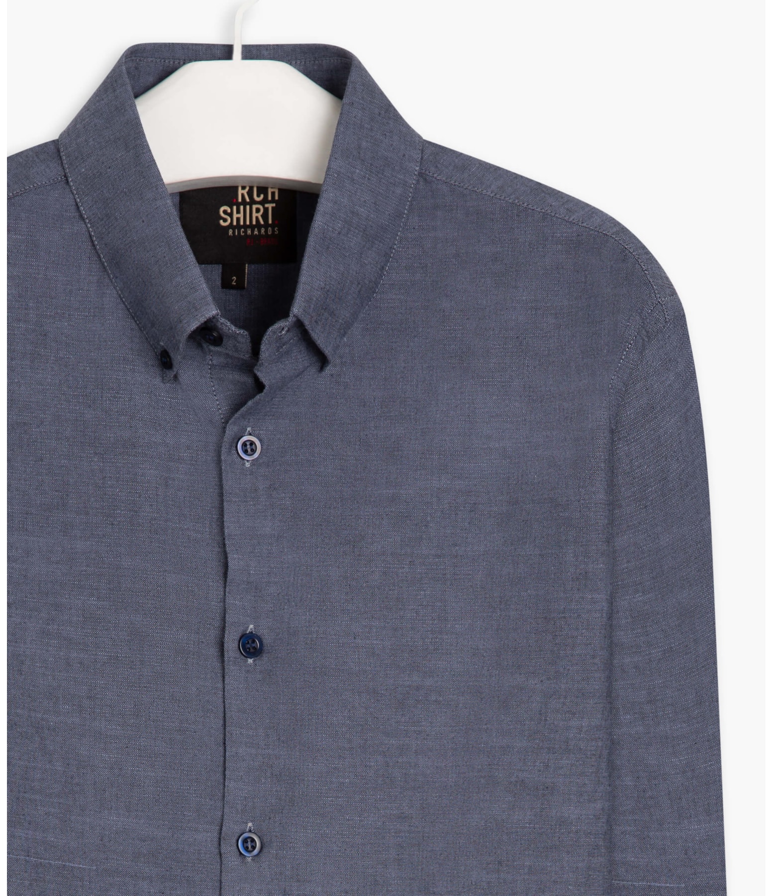 Camisa Linho  Cross Dye Lycra Ml Marinho