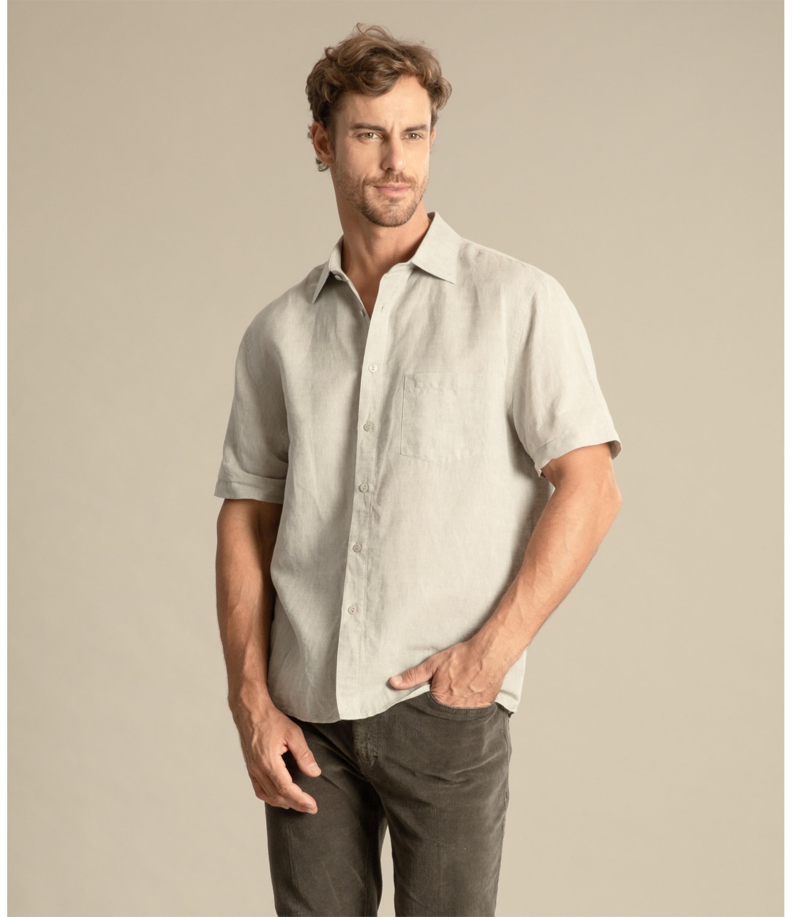 Camisa Linho  Cross Dye Prata