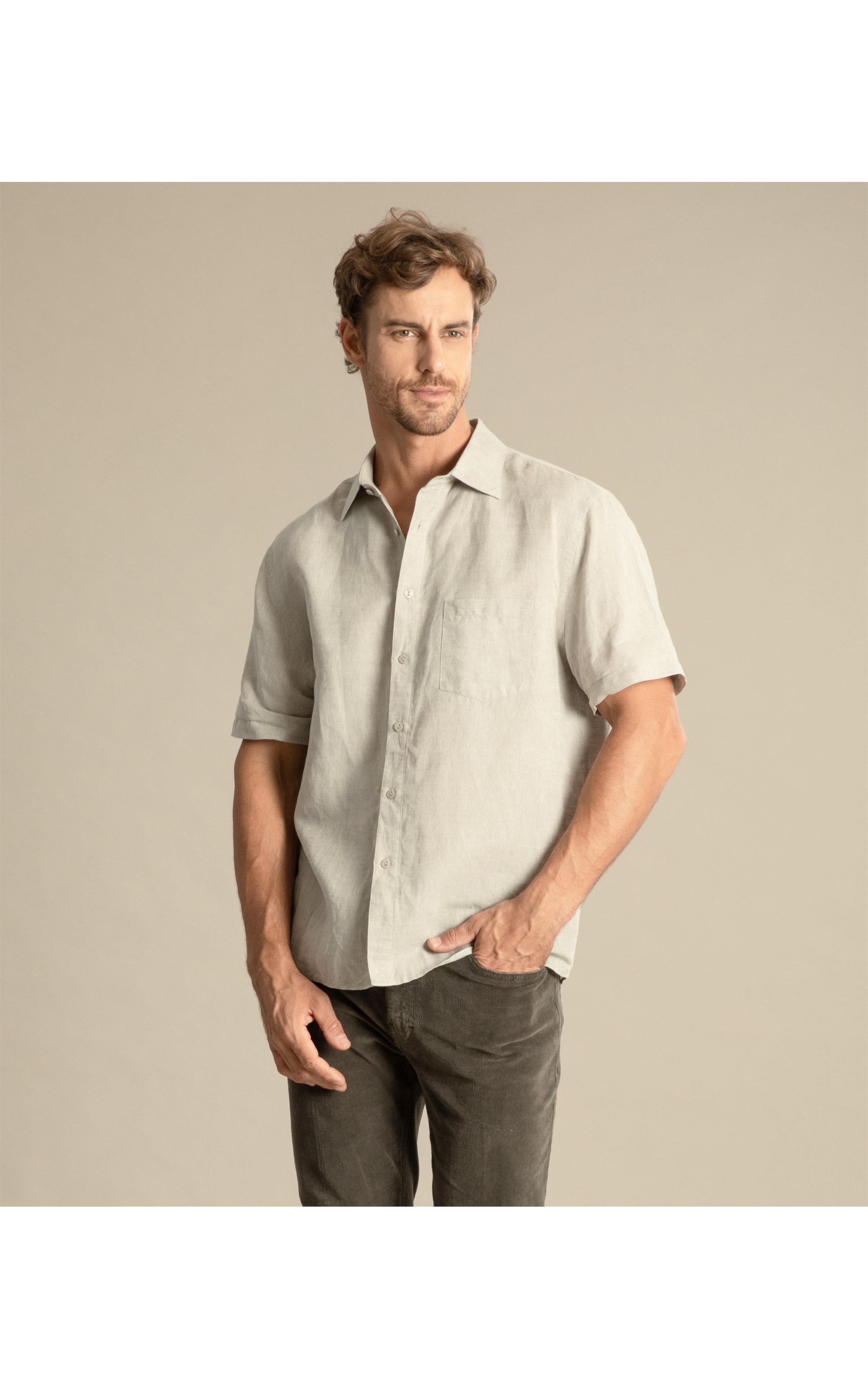 Camisa Linho  Cross Dye Prata