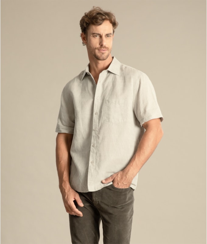 Camisa Linho  Cross Dye Prata