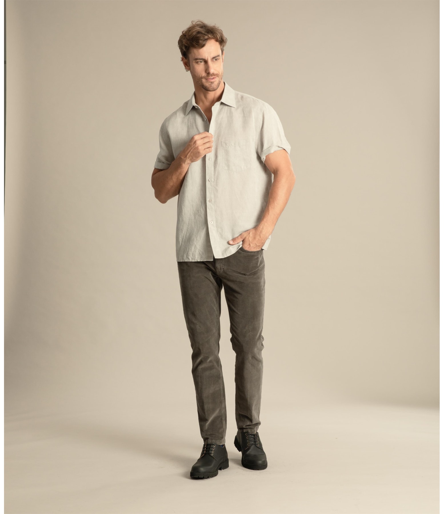 Camisa Linho  Cross Dye Prata