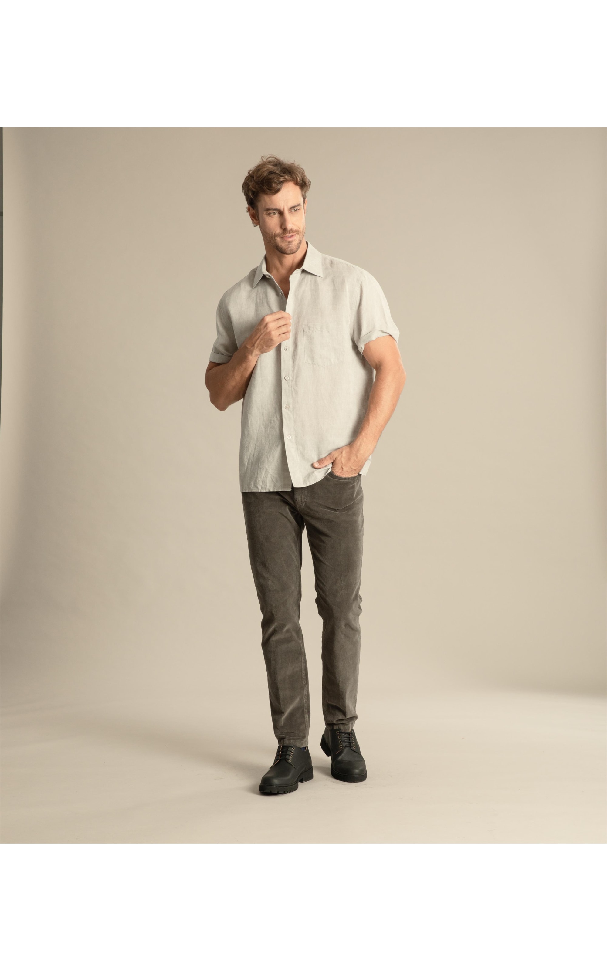 Camisa Linho  Cross Dye Prata