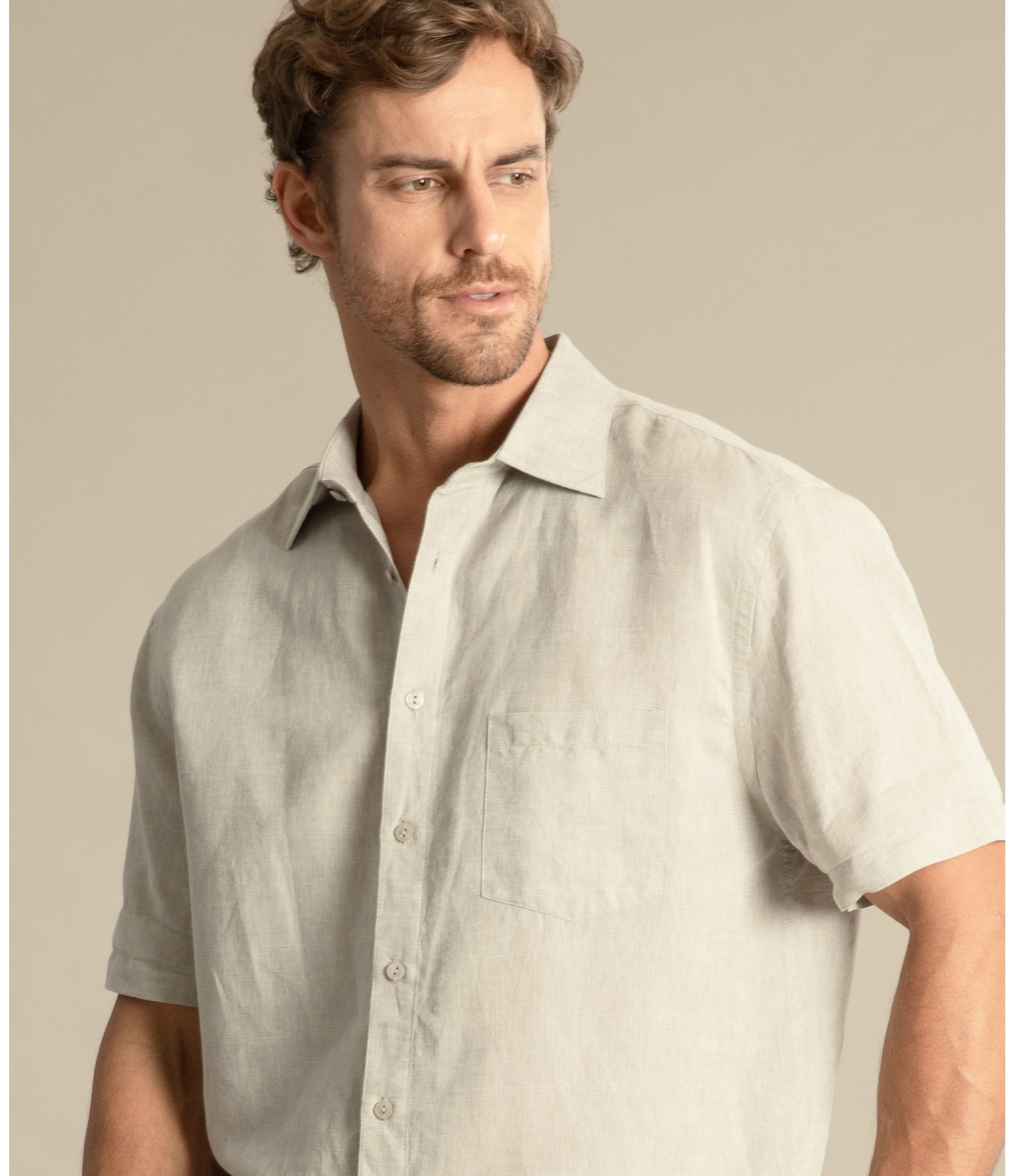 Camisa Linho  Cross Dye Prata