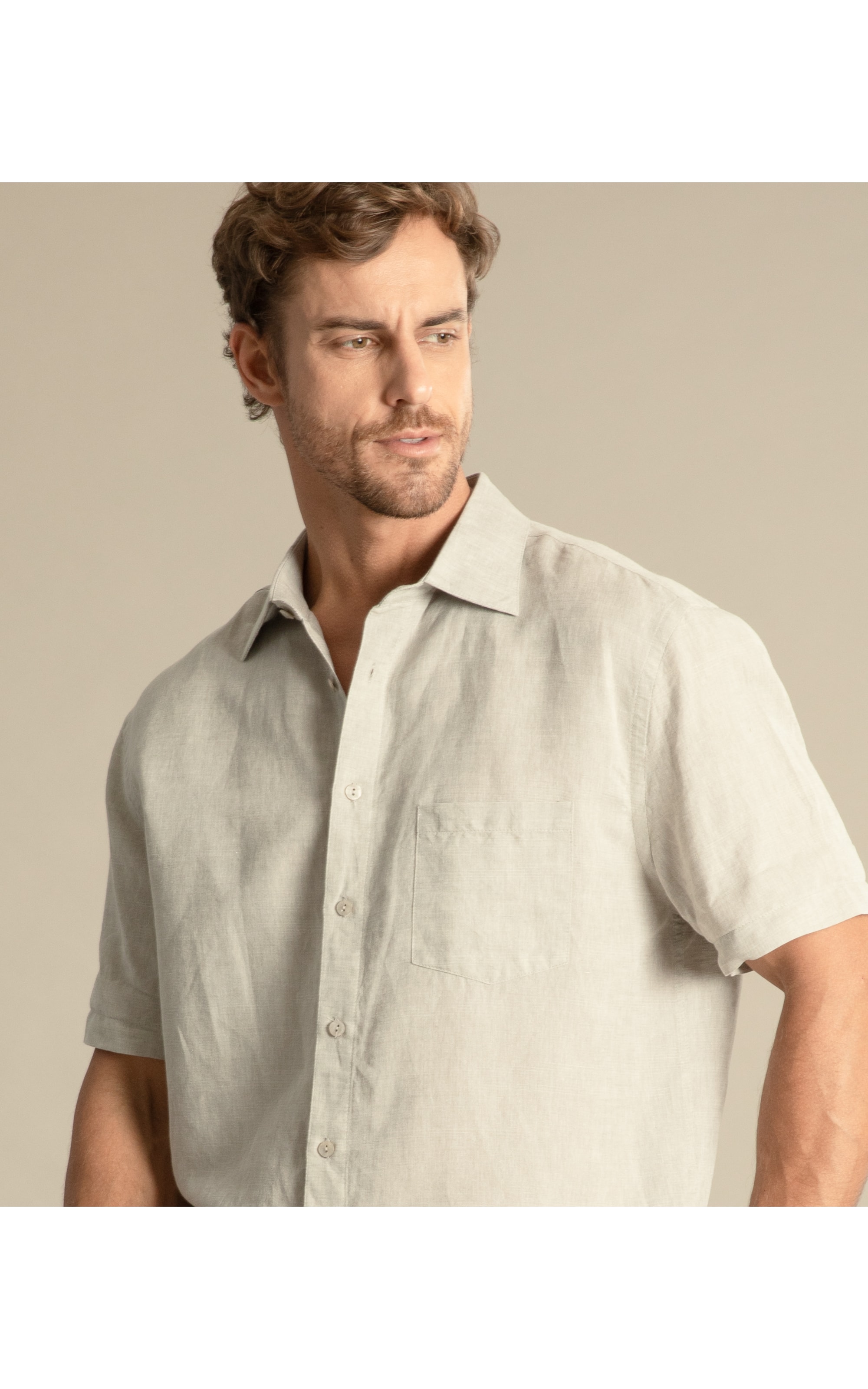 Camisa Linho  Cross Dye Prata