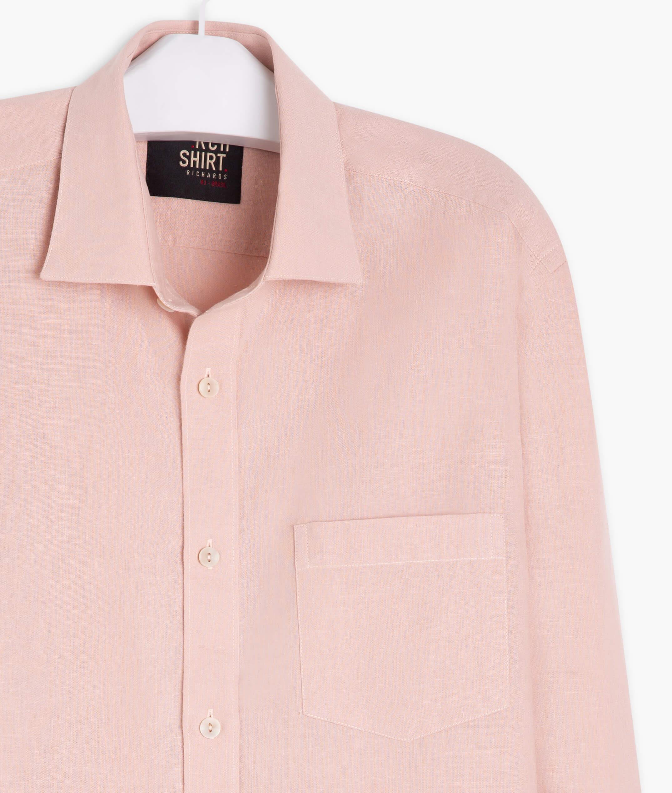 Camisa Linho Cross Dye Rosa Dirty
