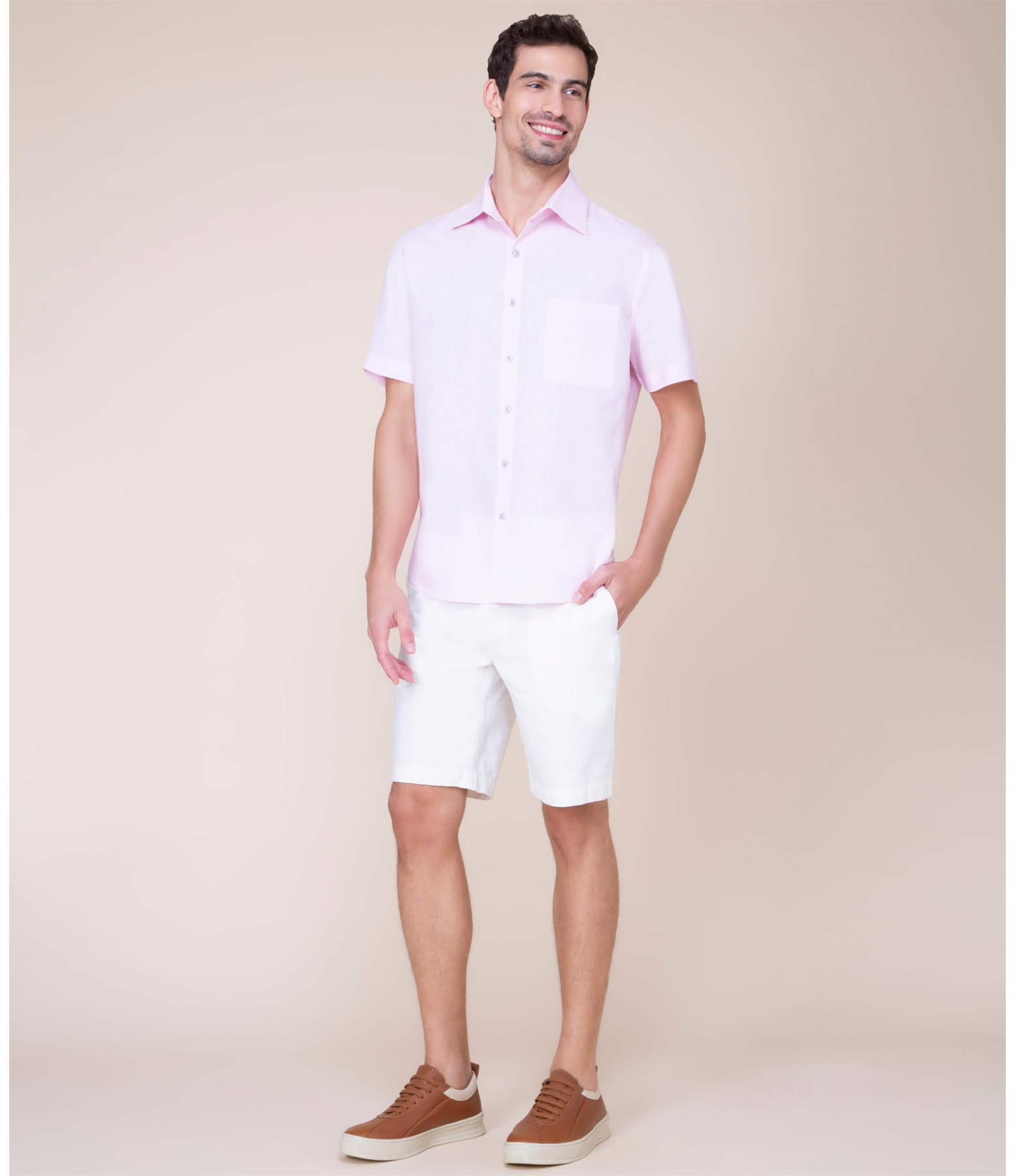 Camisa Linho  Cross Dye  Rosê