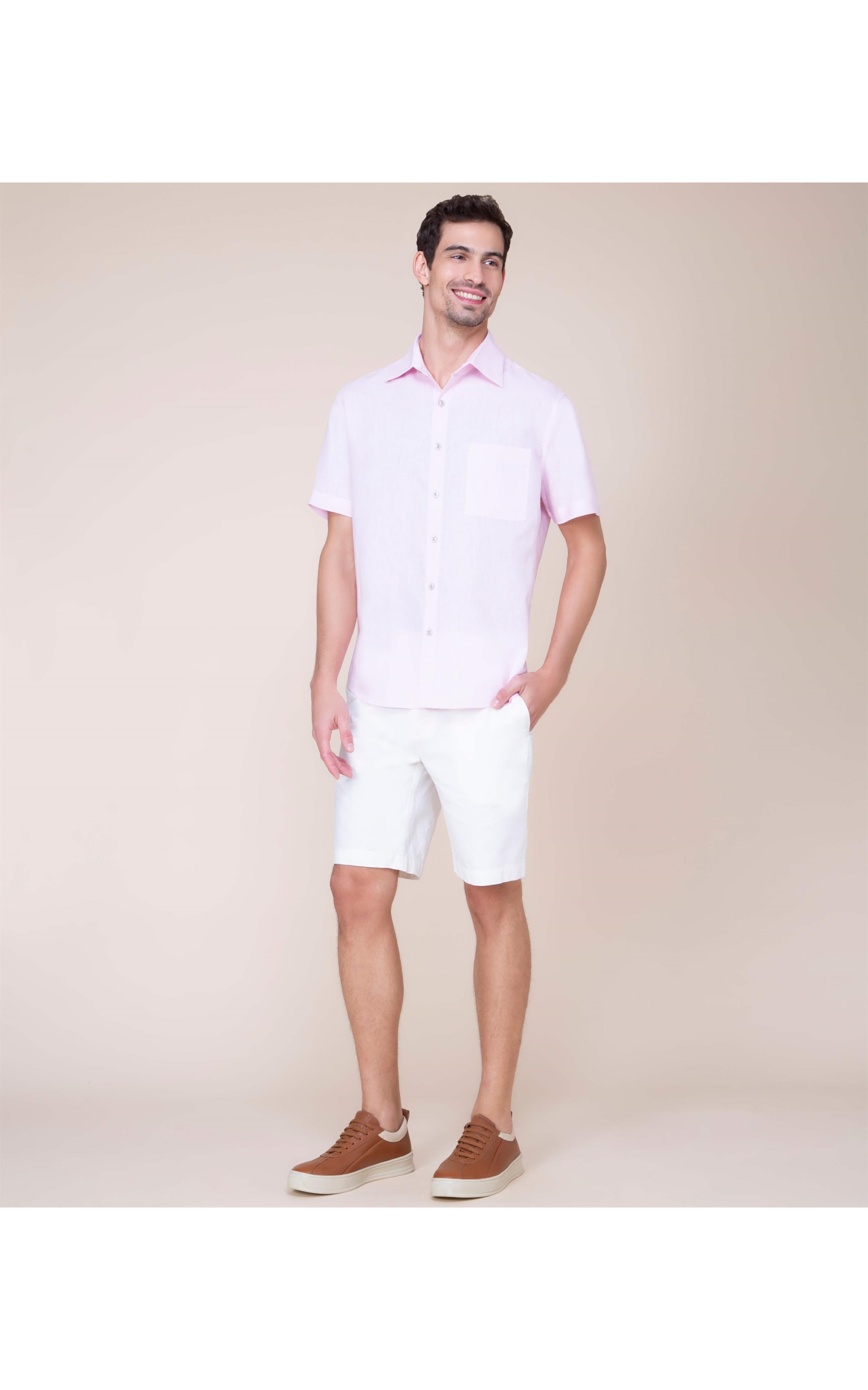 Camisa Linho  Cross Dye  Rosê