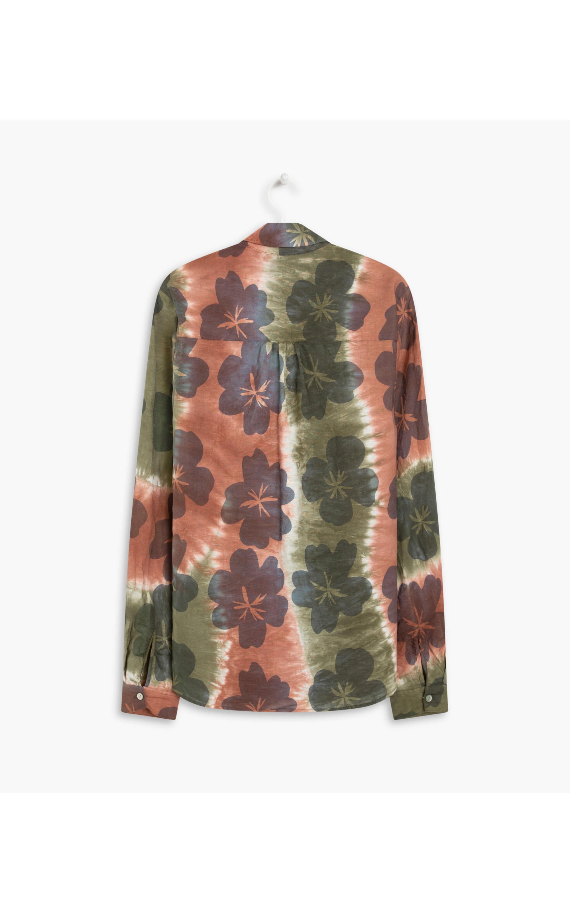 Camisa Linho  Dalia  Tie Dye Flower Verde Militar