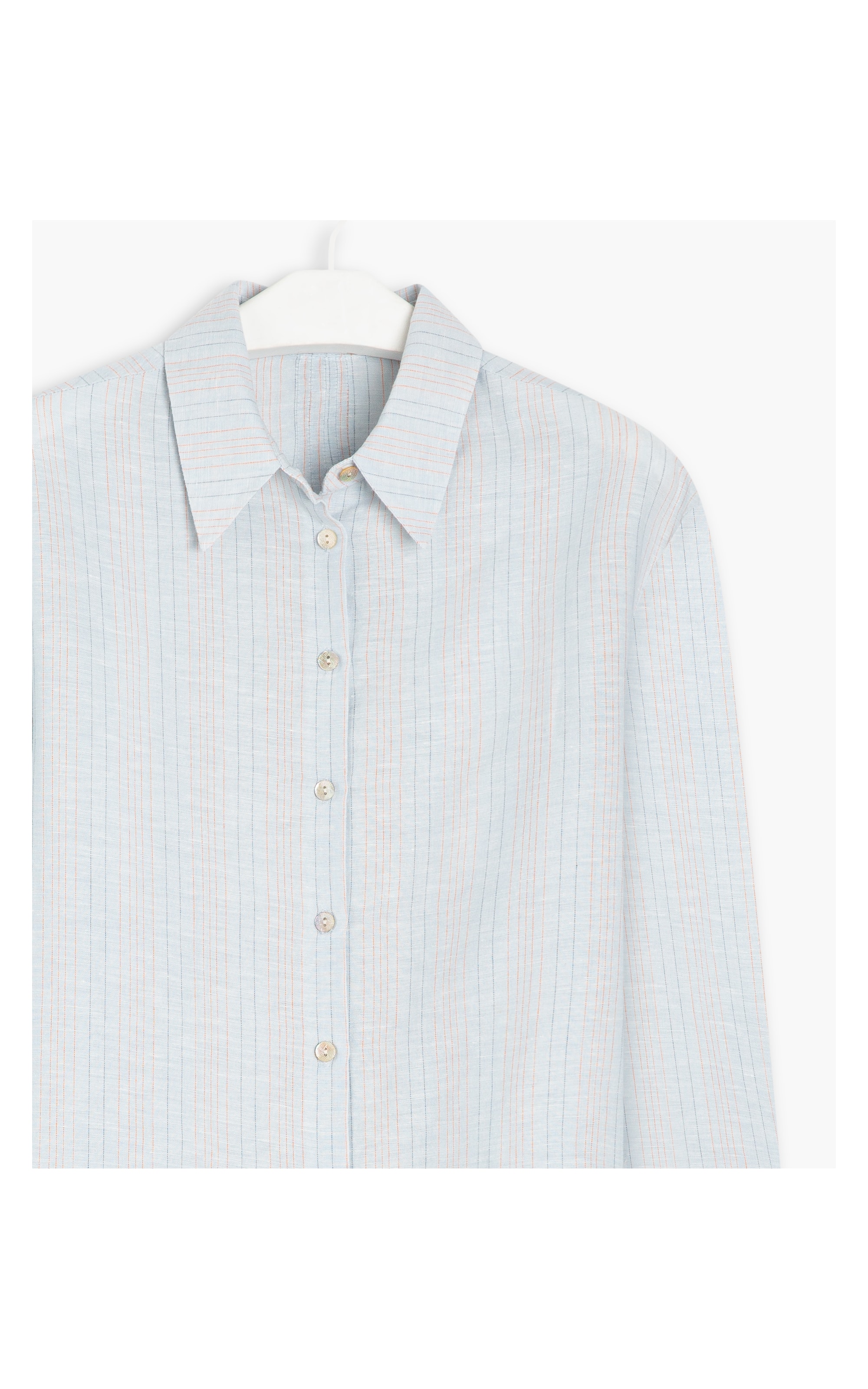  Camisa Linho  Dana  Striped Azul Claro