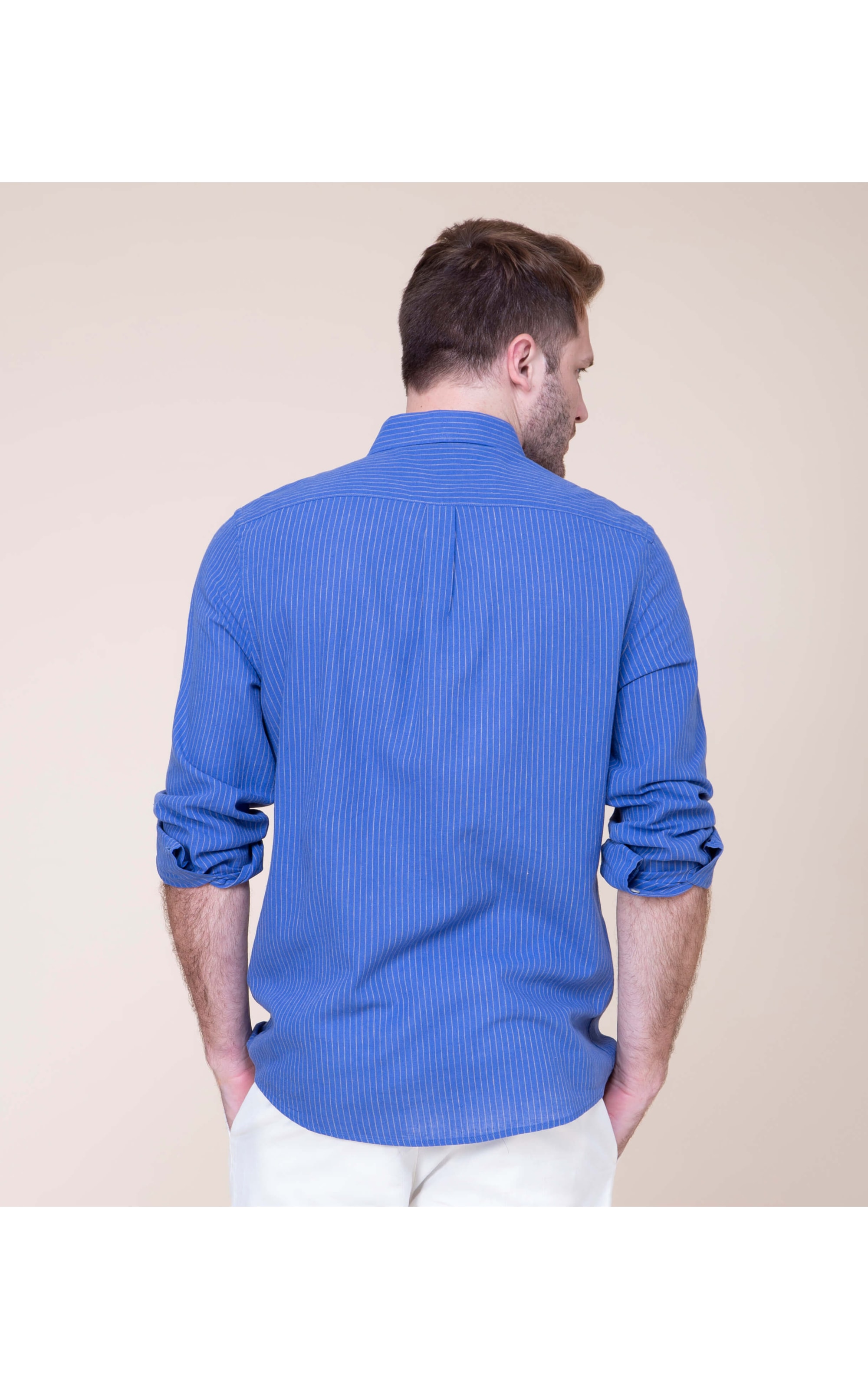 Camisa Linho  Davi Listrada Ml Royal