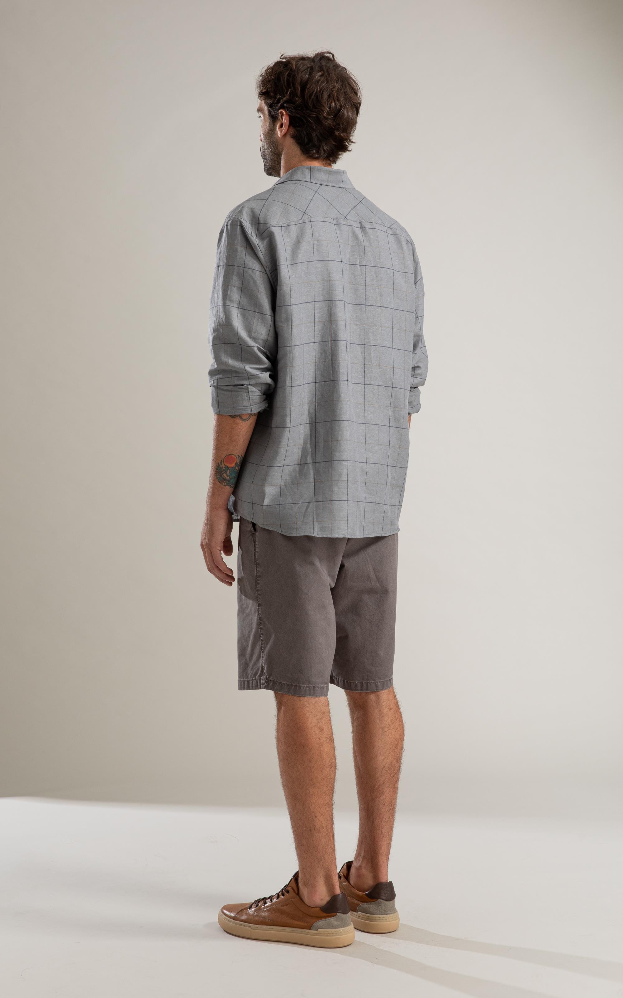 Camisa Linho  Denis Ml Cinza Claro