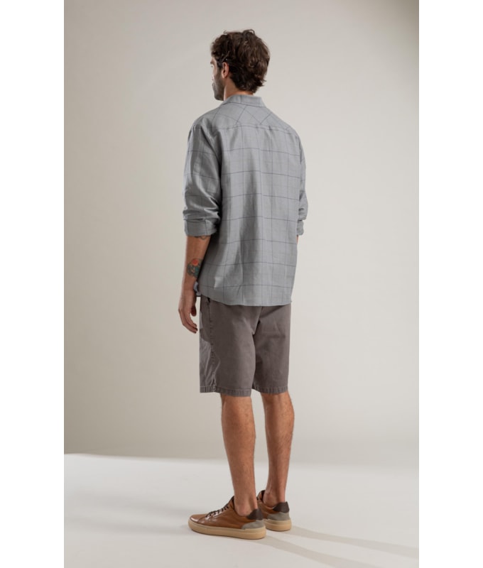 Camisa Linho  Denis Ml Cinza Claro