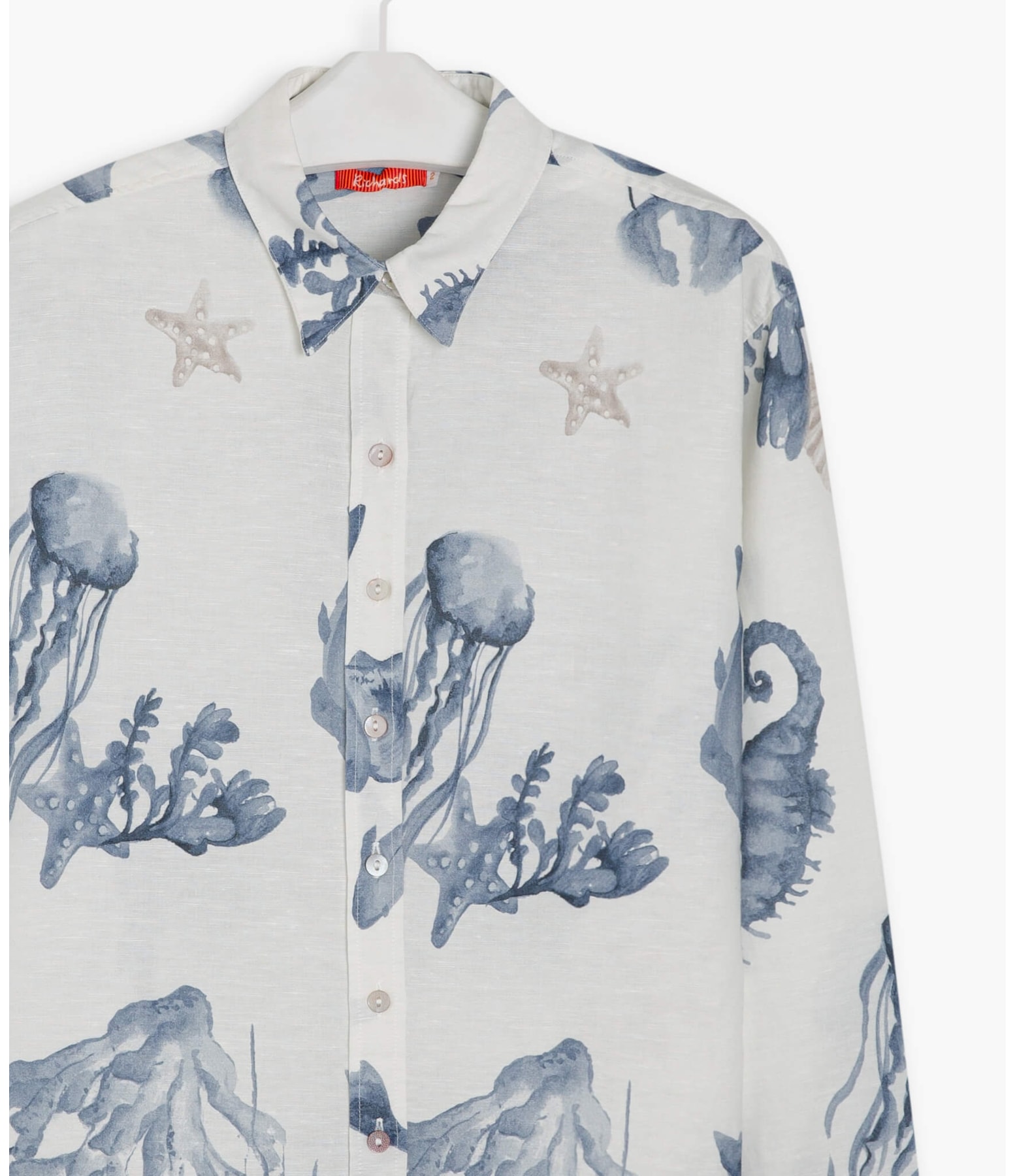 Camisa Linho  Deva Corais Azul Bic