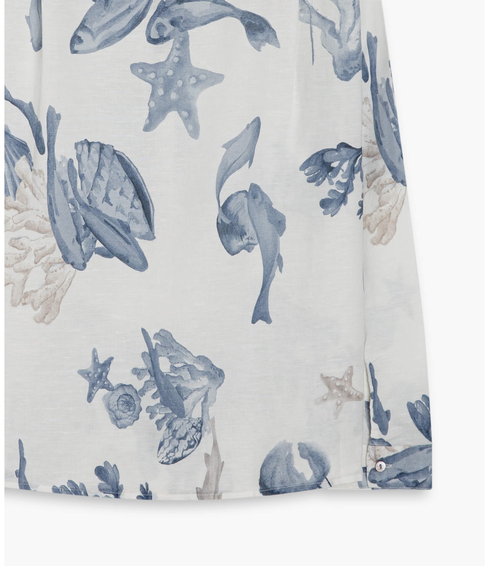 Camisa Linho  Deva Corais Azul Bic