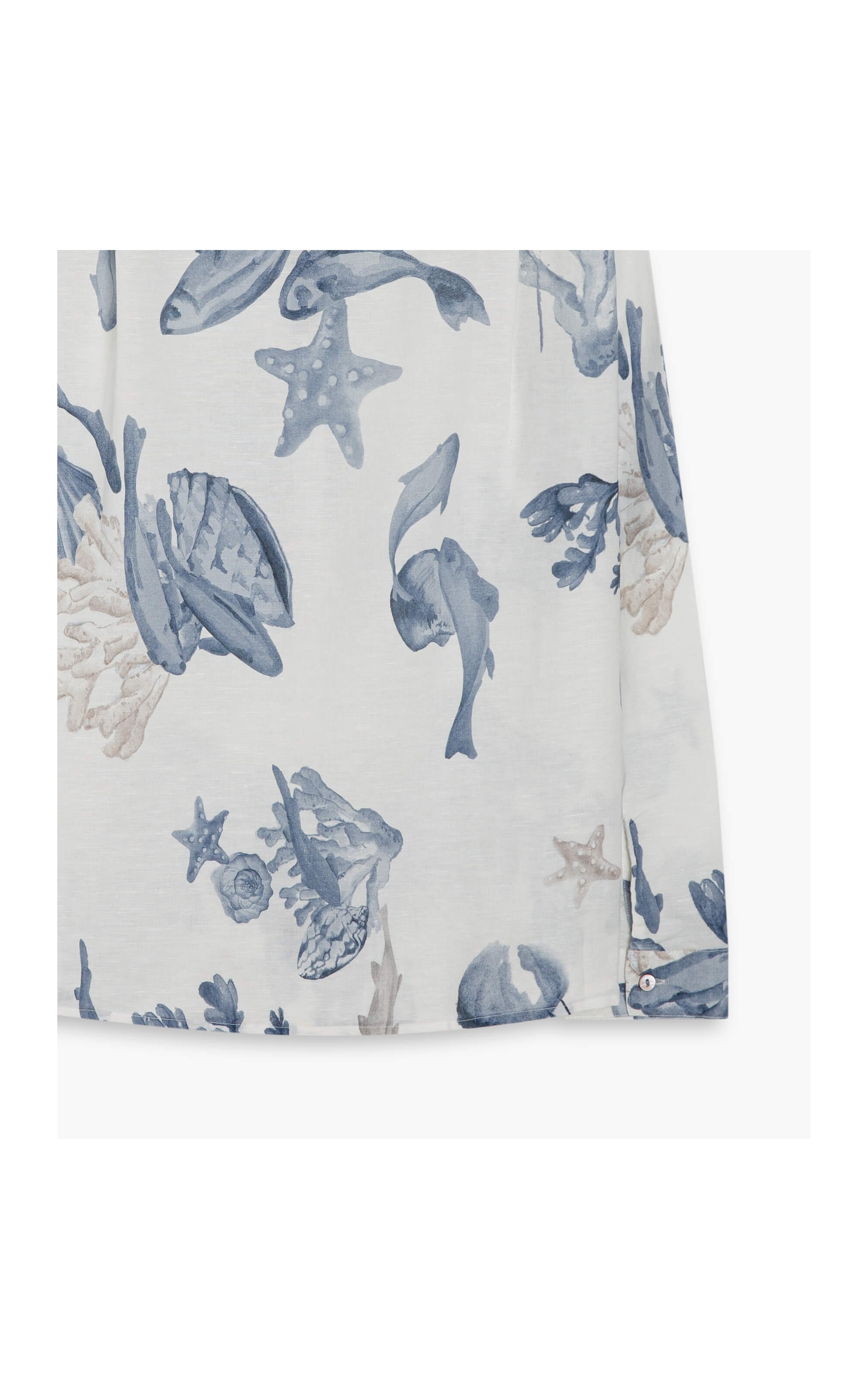 Camisa Linho  Deva Corais Azul Bic