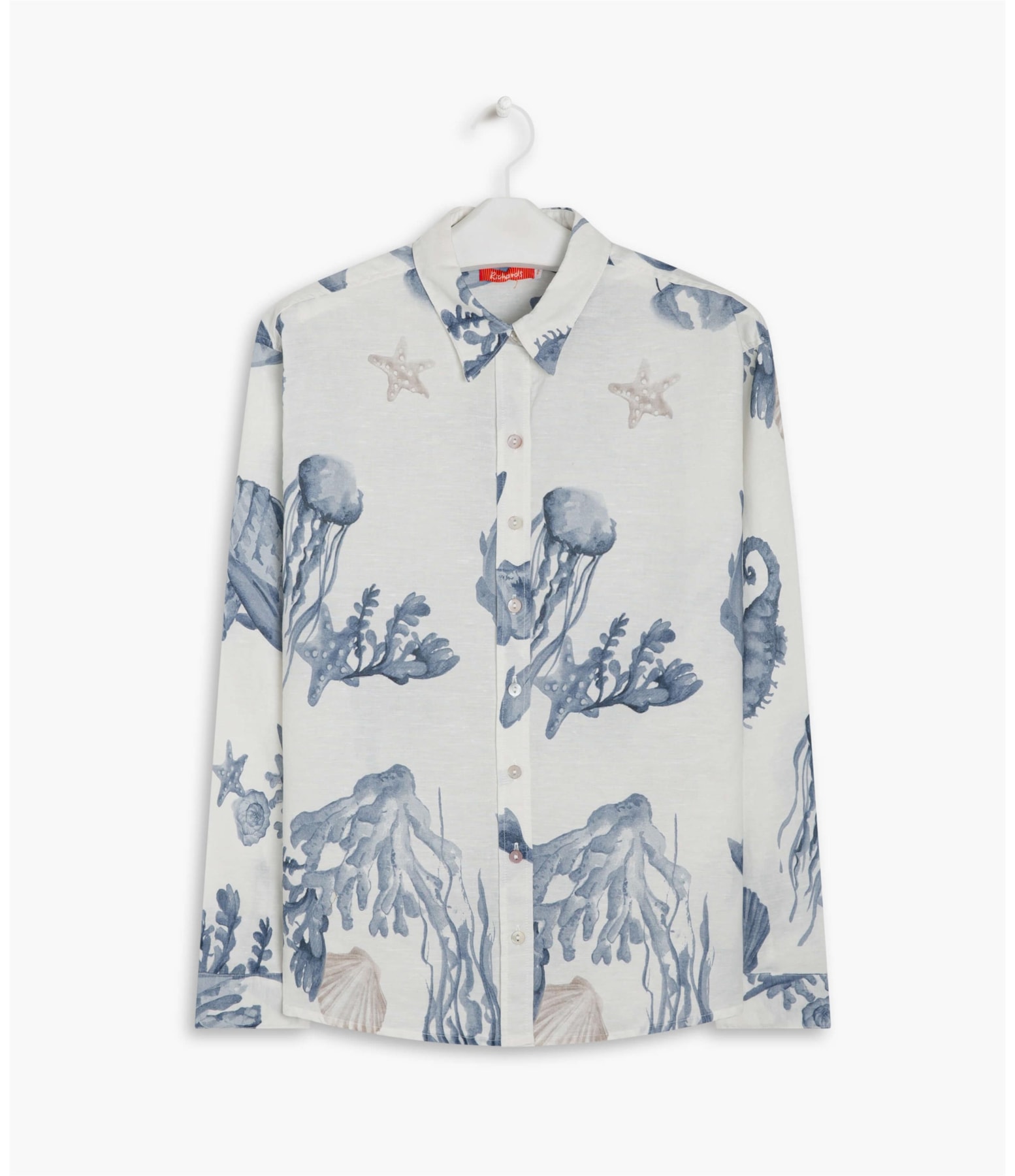 Camisa Linho  Deva Corais Azul Bic