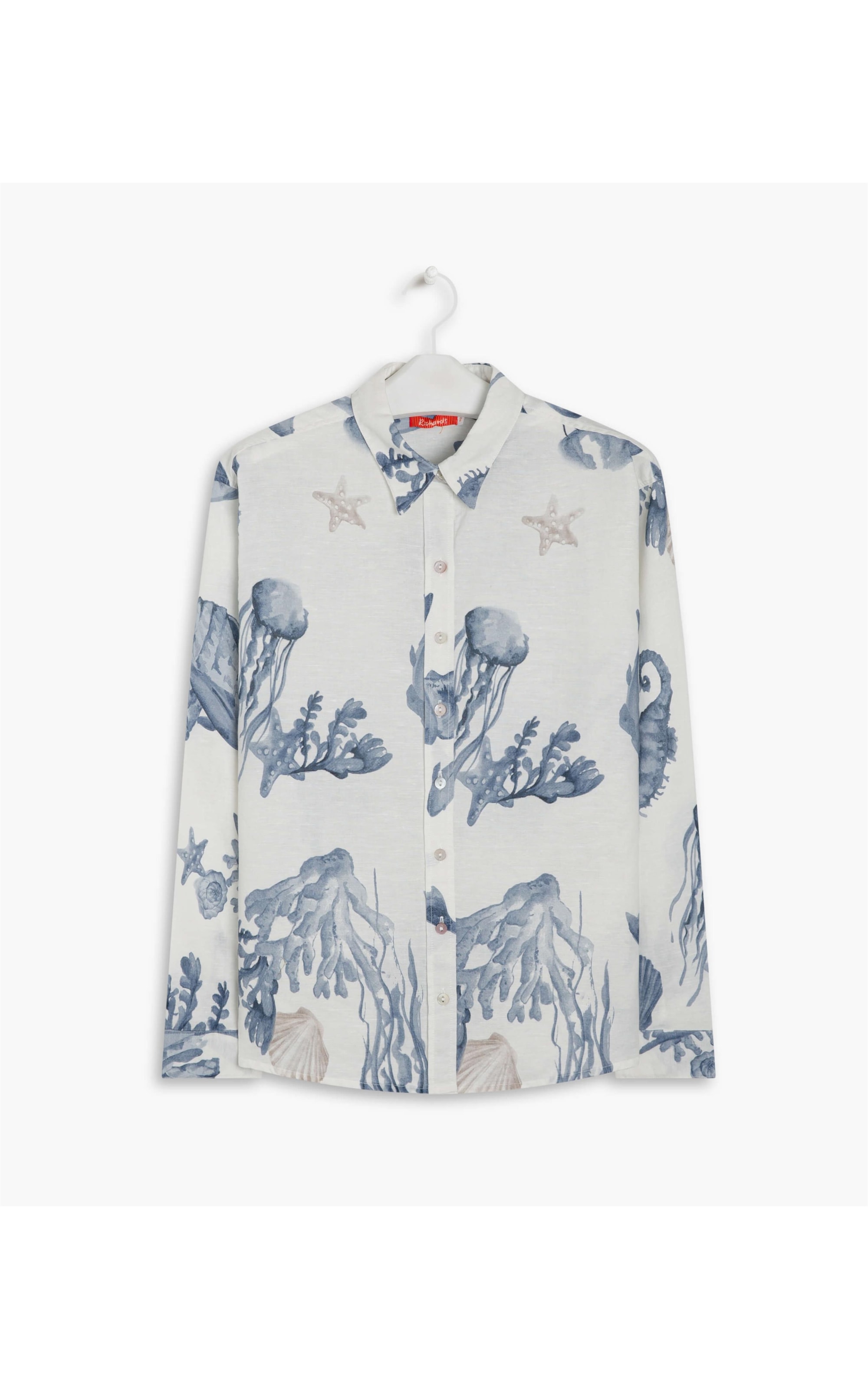 Camisa Linho  Deva Corais Azul Bic